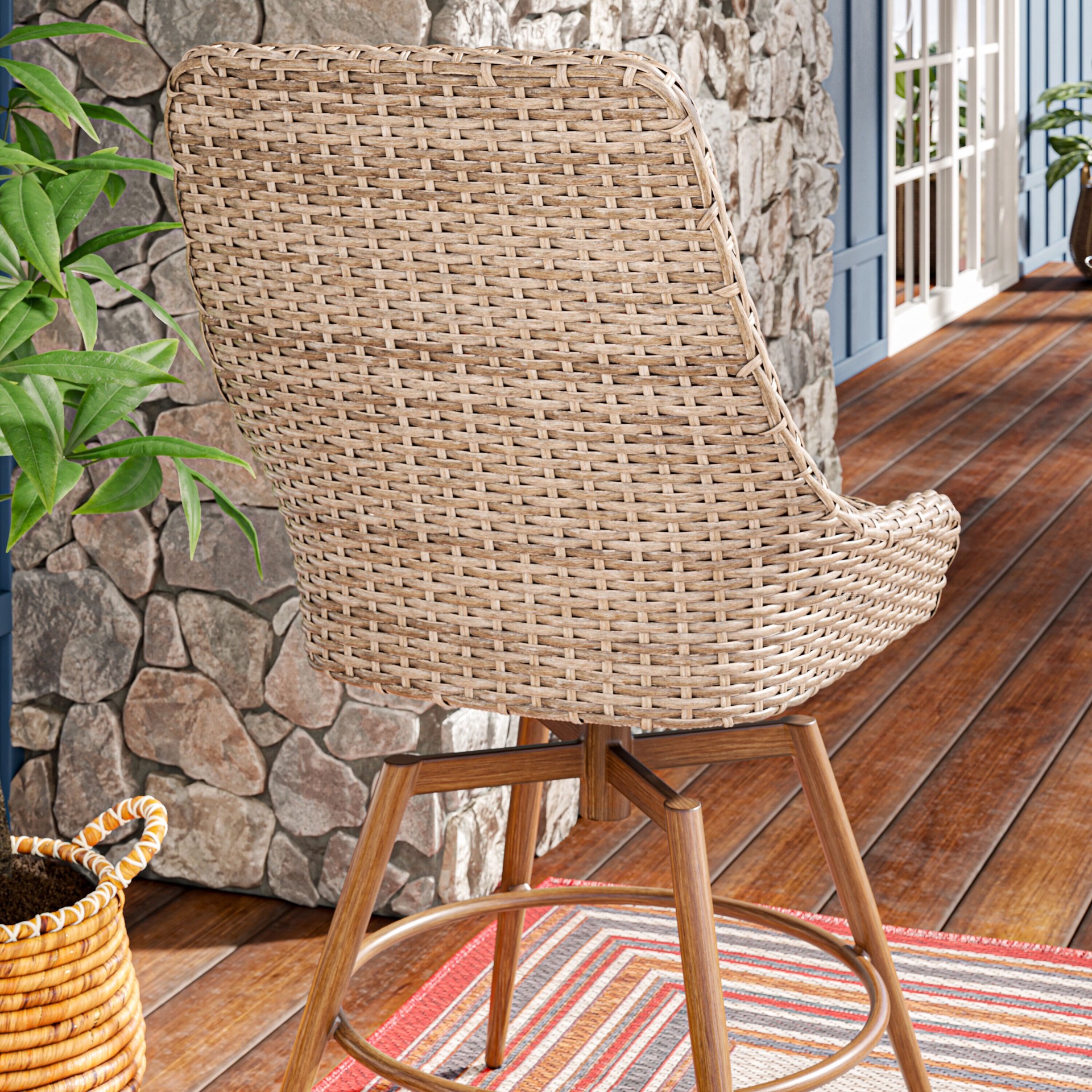 slide 4 of 6, Origin 21 Round 13.0-in W x 13.0-in L Brown Wicker Indoor Planter, 1 ct