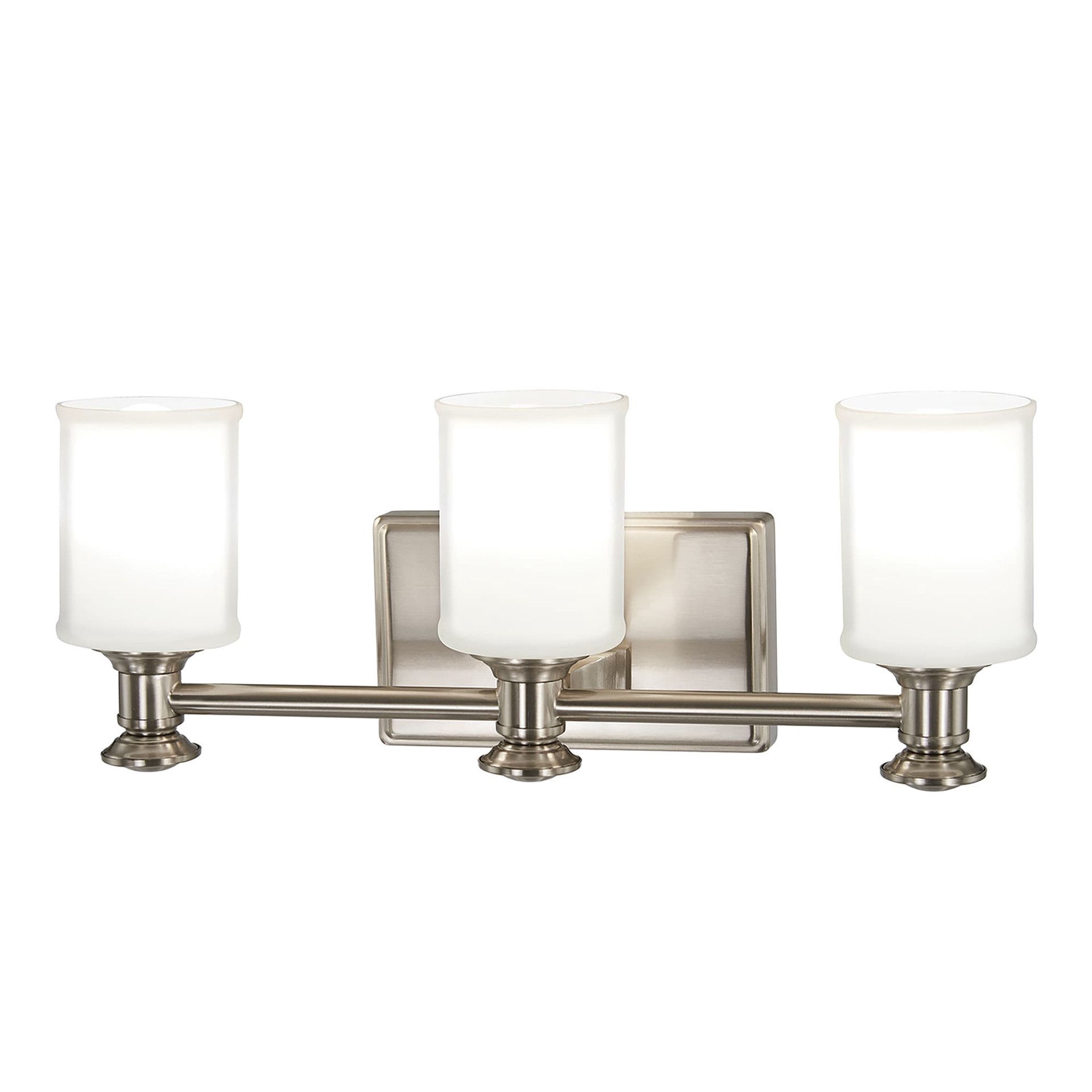 slide 6 of 6, allen + roth Gracey 19.17-in 3 -Light Brushed Nickel Modern/contemporary Vanity light, 1 ct
