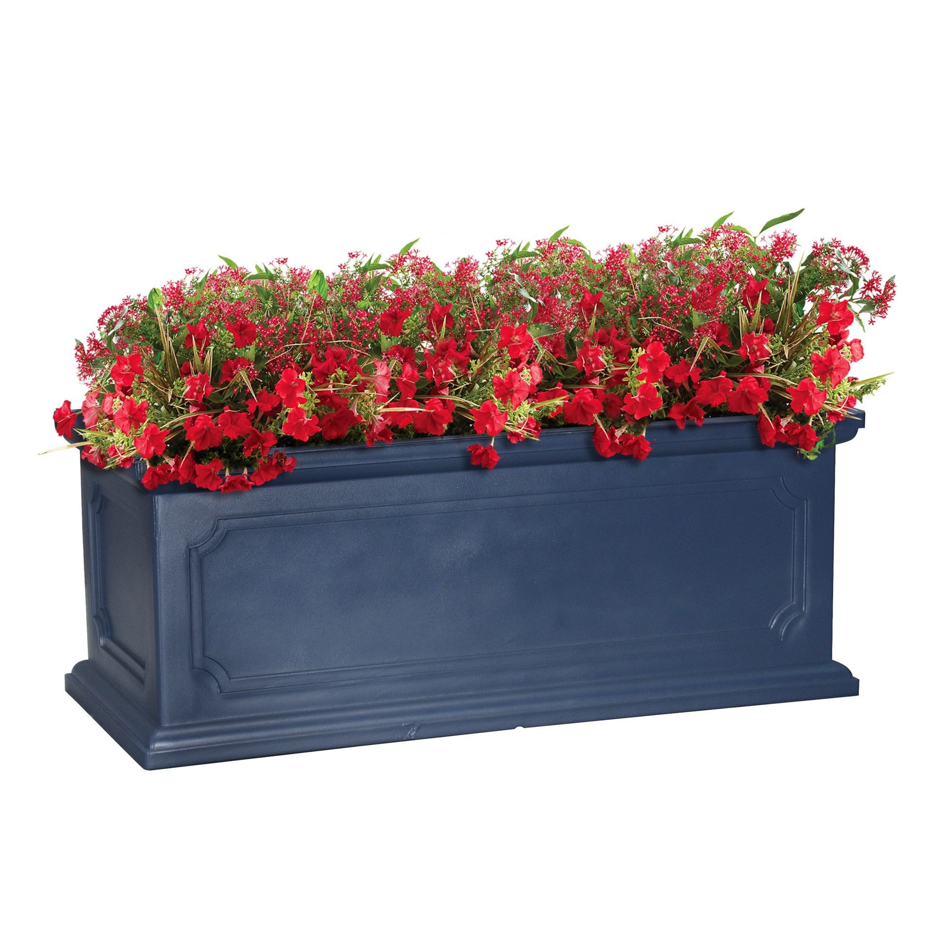 slide 3 of 6, allen + roth Rectangle 8.58-in W x 20.59-in L Blue Resin Indoor/Outdoor Self Watering Planter, 1 ct