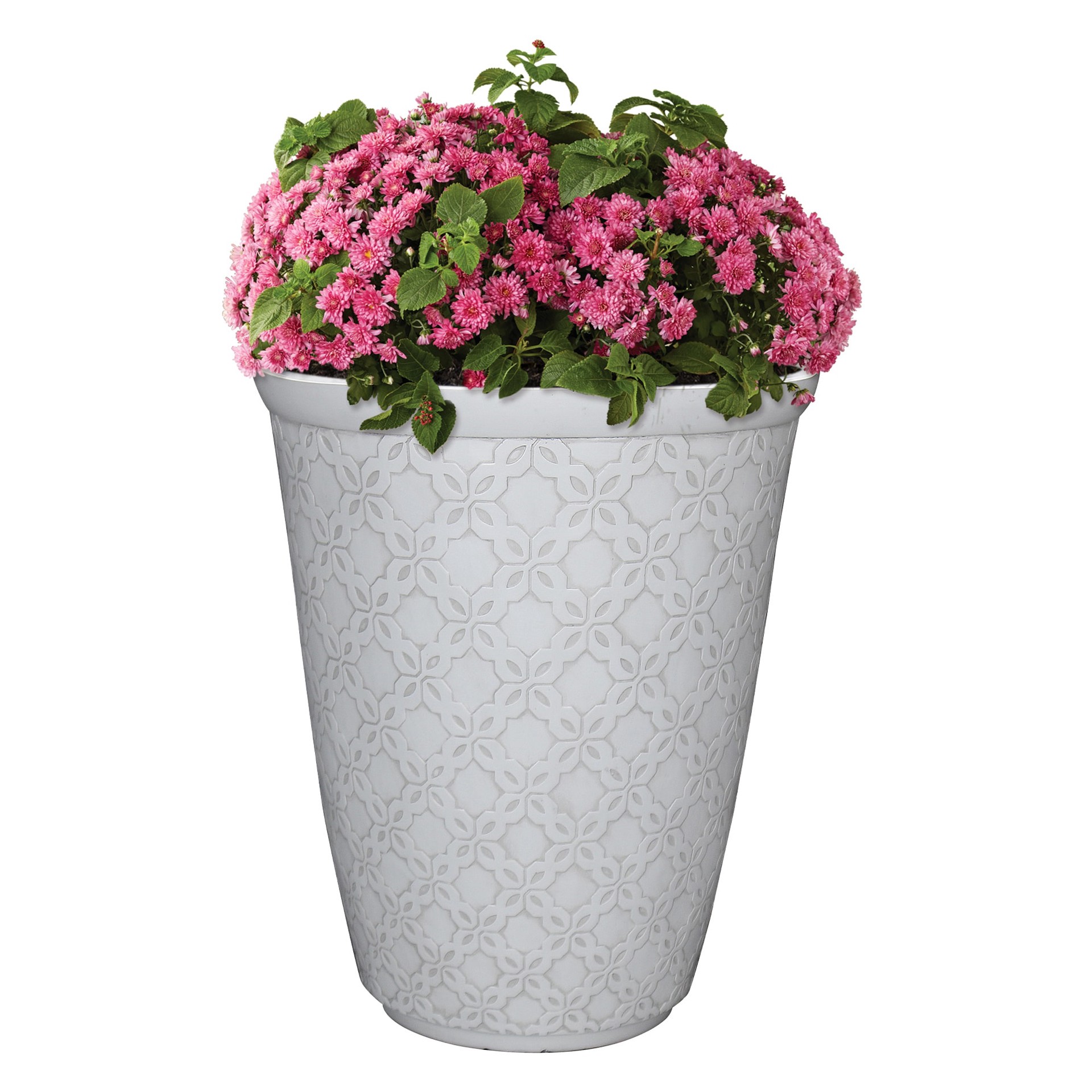 slide 3 of 6, allen + roth 14.96-in W x 14.96-in L White Resin Indoor/Outdoor Planter, 1 ct