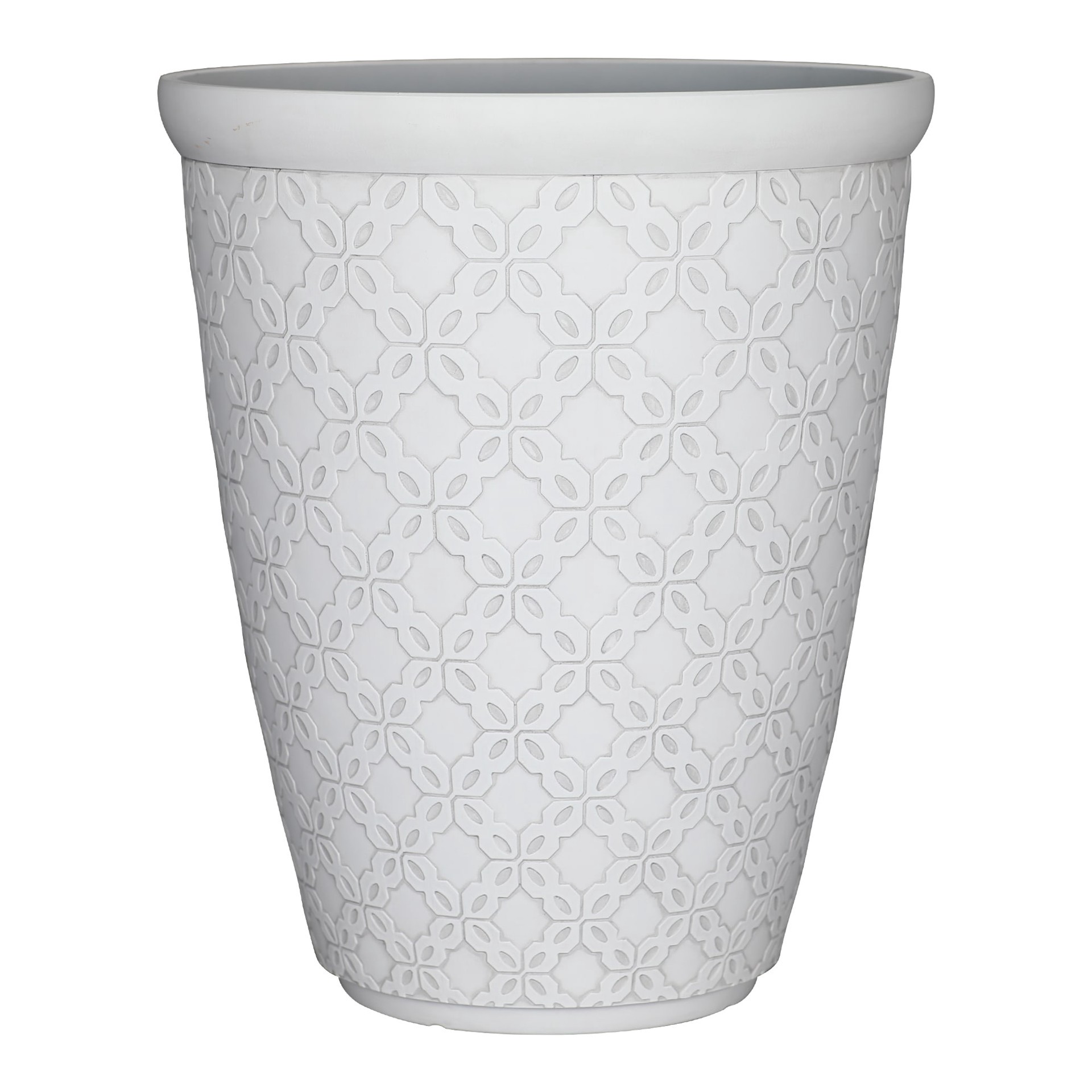 slide 1 of 6, allen + roth 14.96-in W x 14.96-in L White Resin Indoor/Outdoor Planter, 1 ct