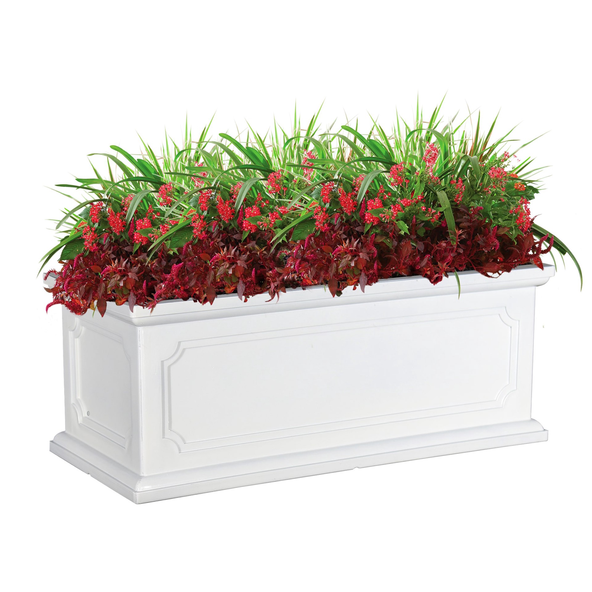 slide 3 of 6, allen + roth Rectangle 8.58-in W x 20.59-in L White Resin Indoor/Outdoor Self Watering Planter, 1 ct