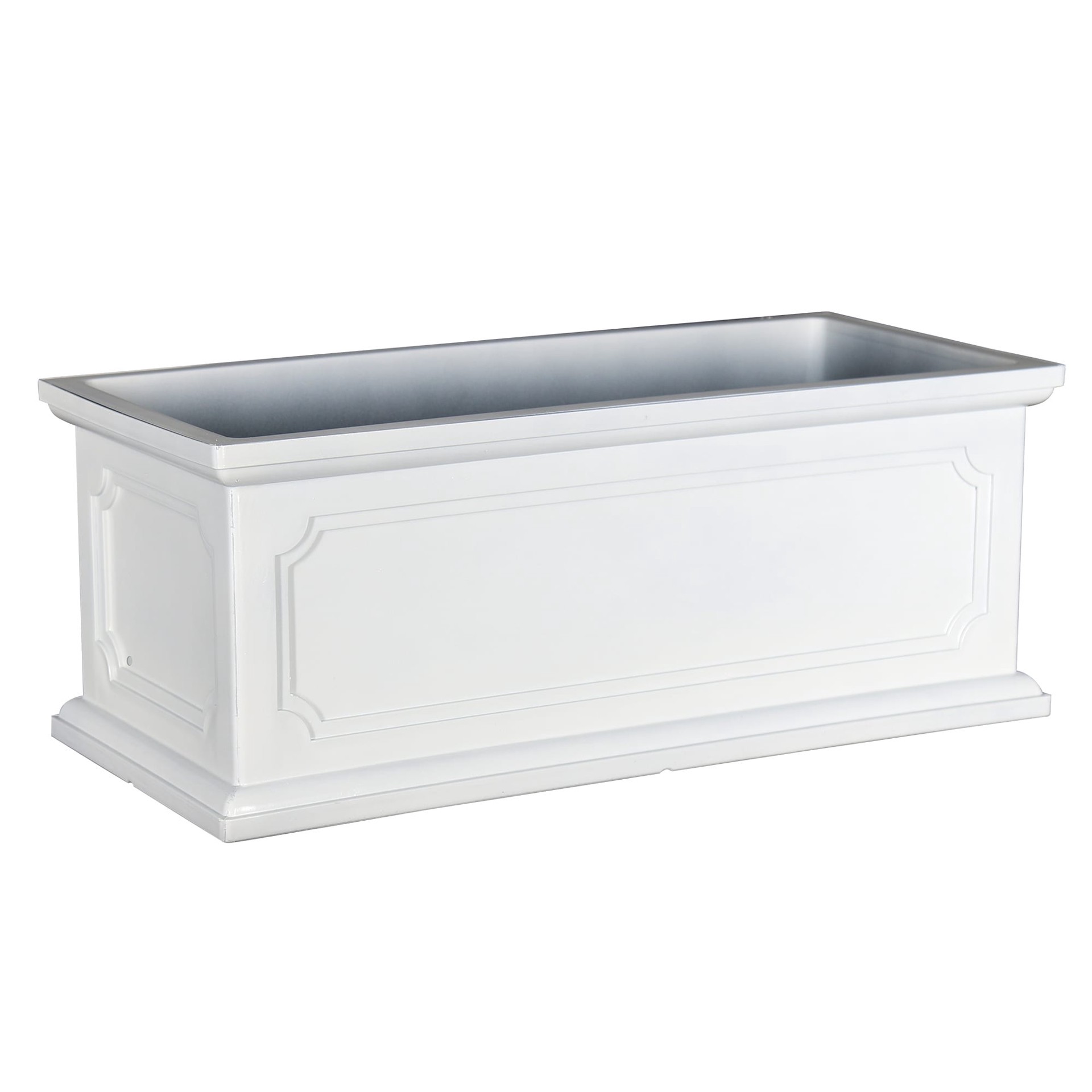 slide 1 of 6, allen + roth Rectangle 8.58-in W x 20.59-in L White Resin Indoor/Outdoor Self Watering Planter, 1 ct