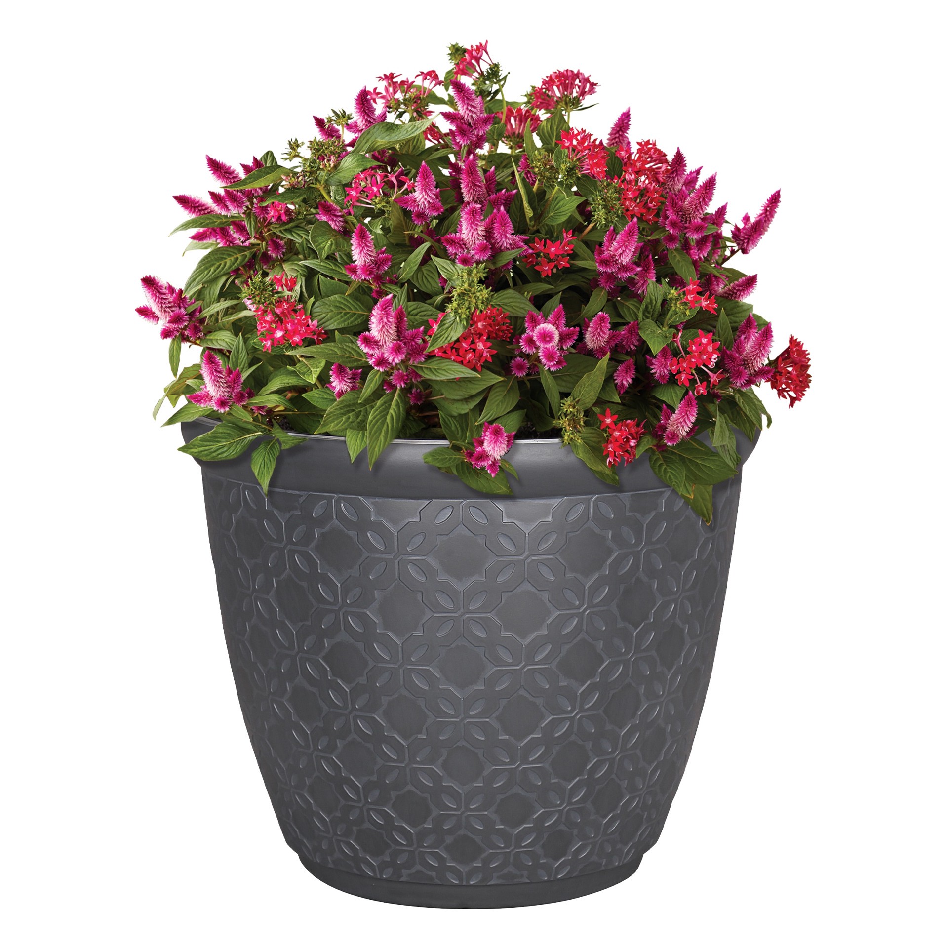 slide 4 of 6, allen + roth 15.04-in W x 15.04-in L Gray Resin Indoor/Outdoor Planter, 1 ct