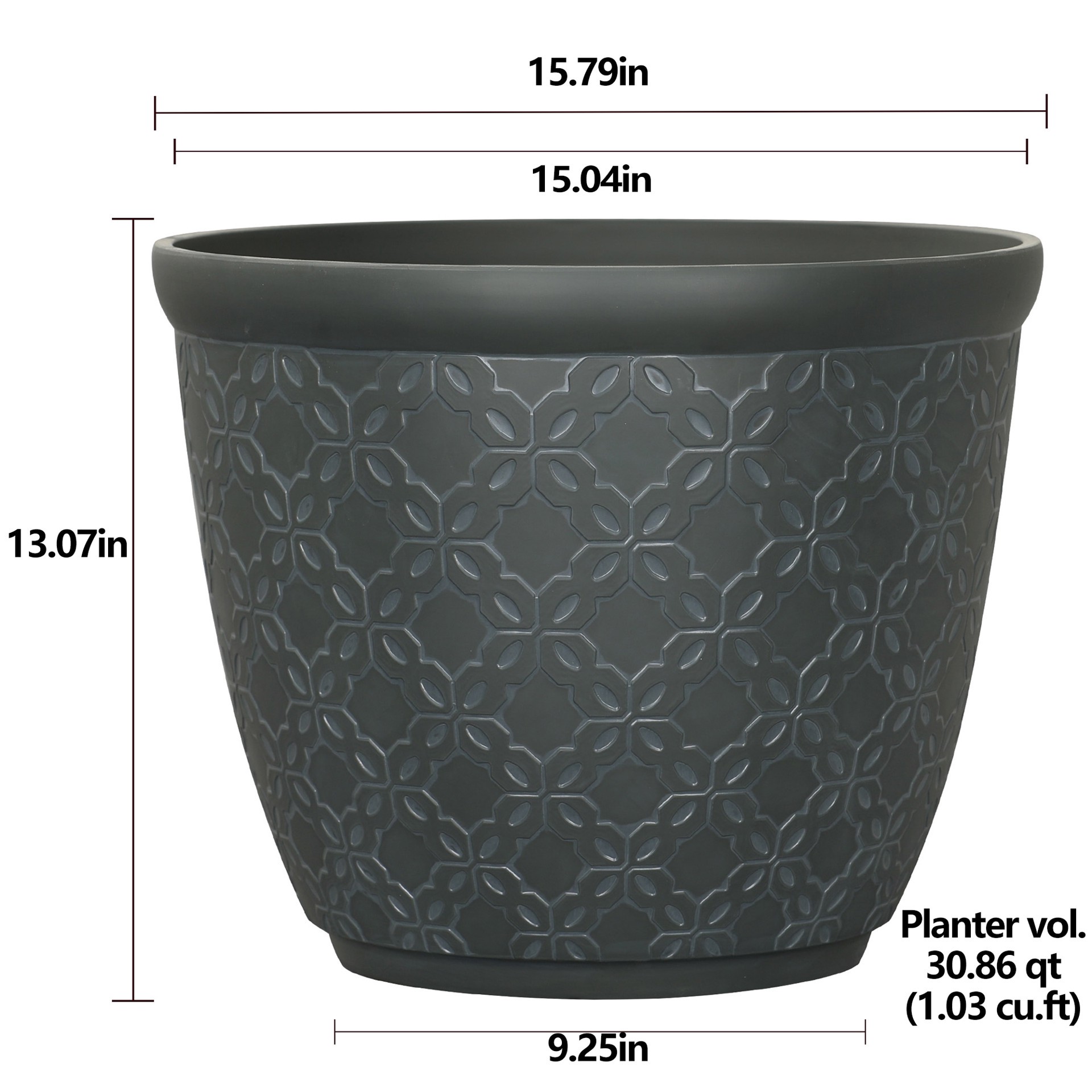 slide 5 of 6, allen + roth 15.04-in W x 15.04-in L Gray Resin Indoor/Outdoor Planter, 1 ct
