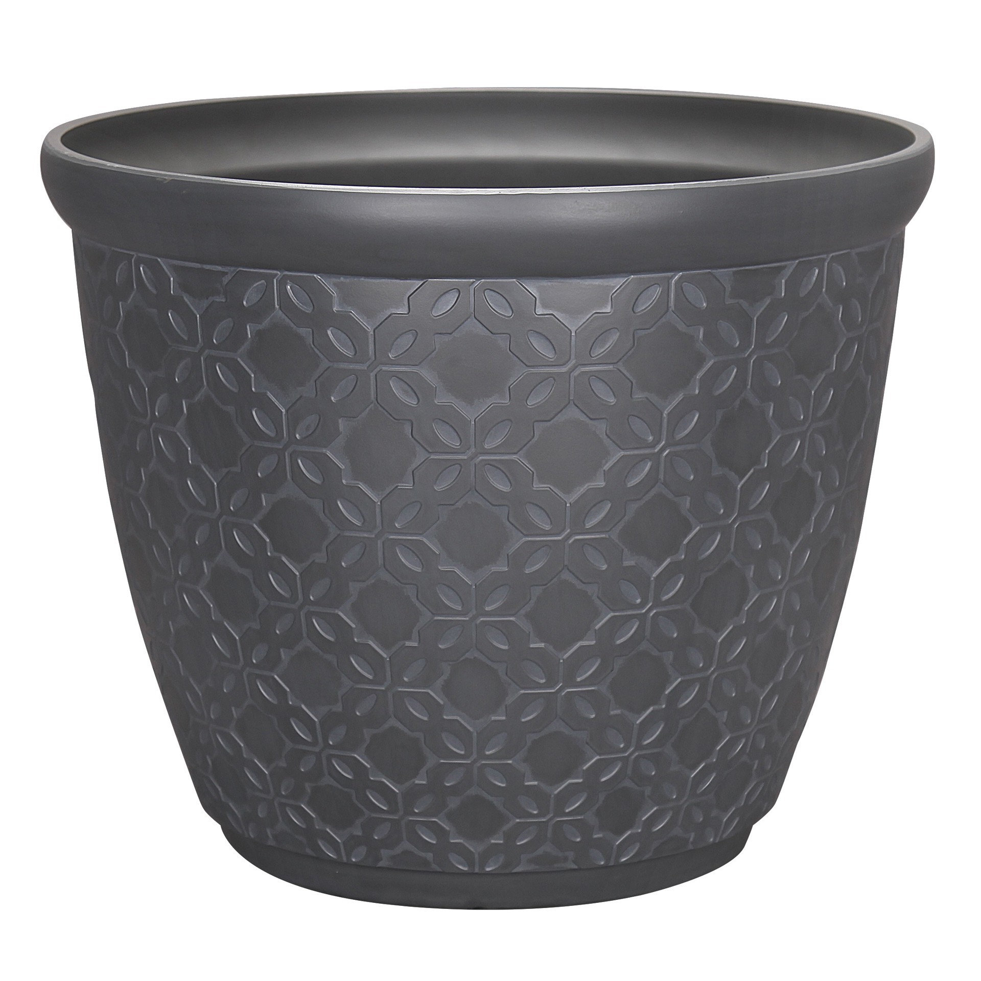 slide 1 of 6, allen + roth 15.04-in W x 15.04-in L Gray Resin Indoor/Outdoor Planter, 1 ct
