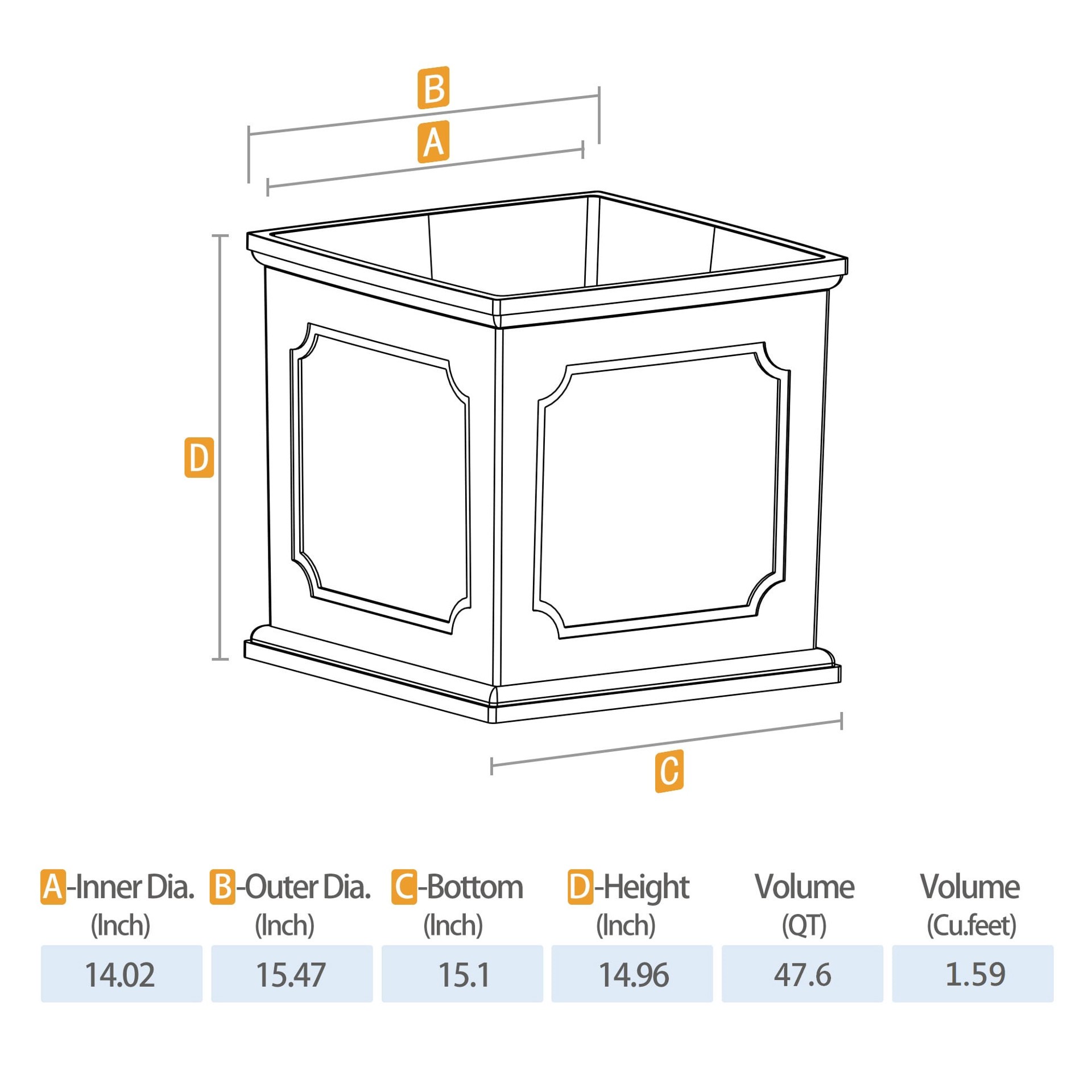 slide 4 of 6, allen + roth Square 14.02-in W x 14.02-in L Blue Resin Indoor/Outdoor Self Watering Planter, 1 ct