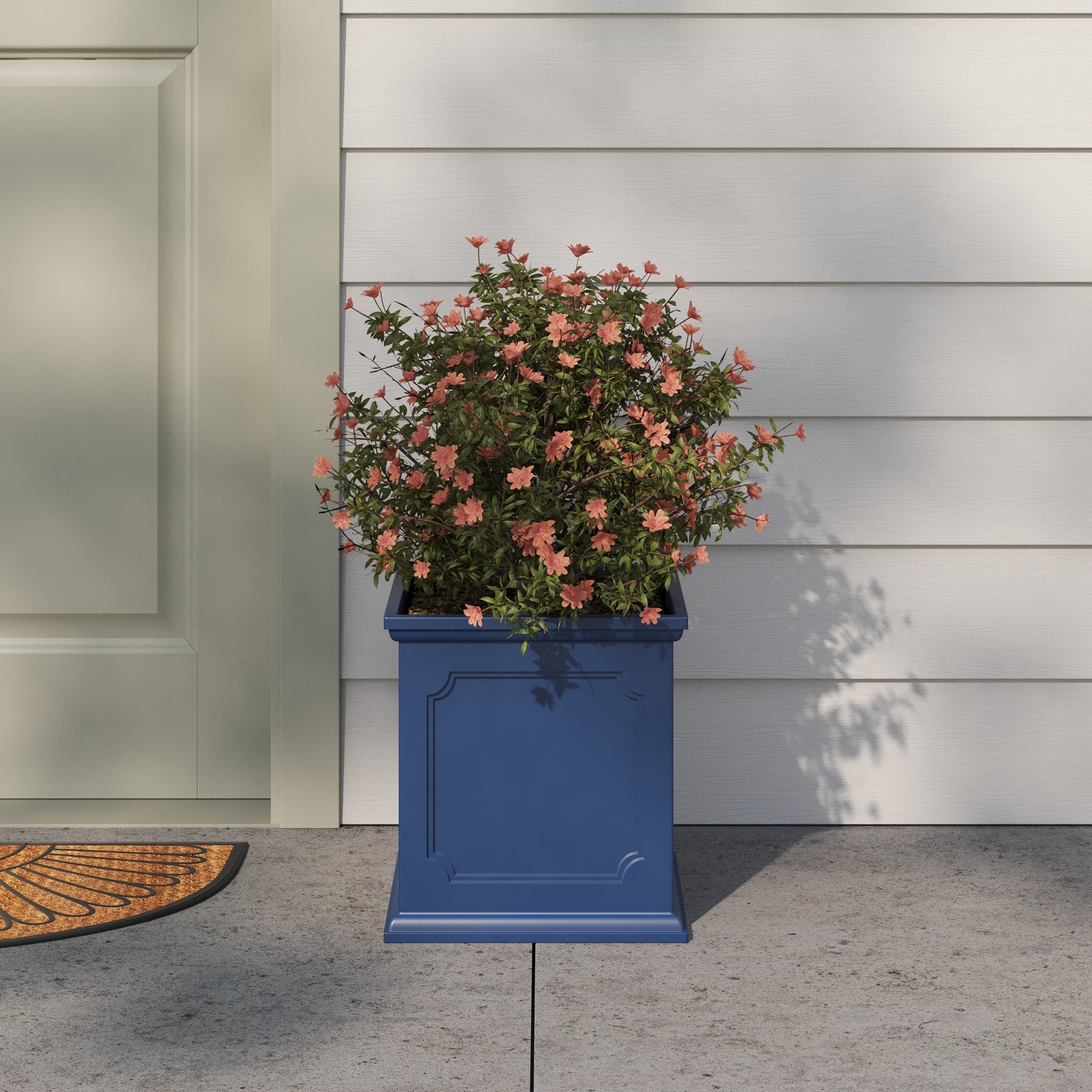 slide 2 of 6, allen + roth Square 14.02-in W x 14.02-in L Blue Resin Indoor/Outdoor Self Watering Planter, 1 ct