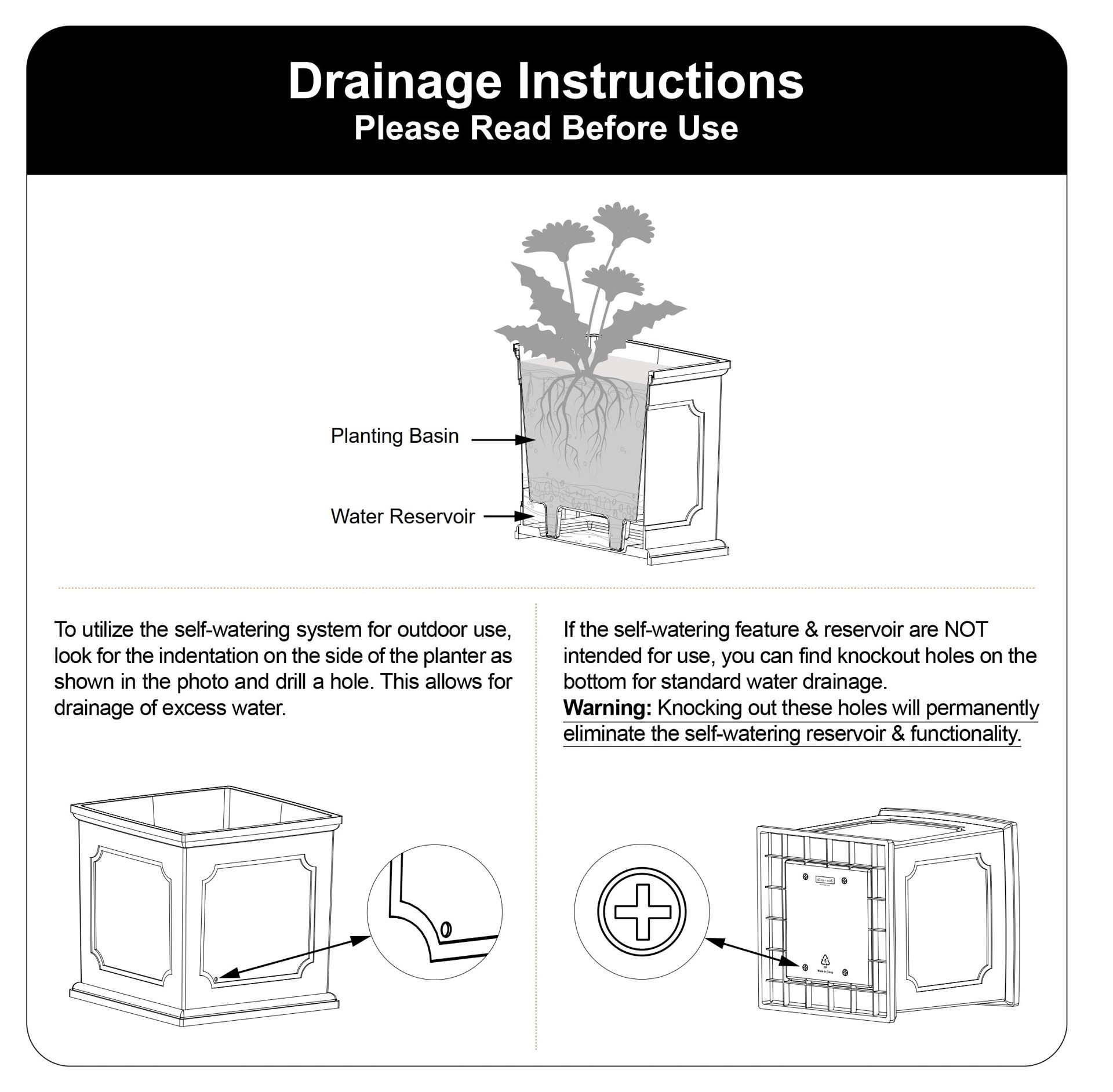 slide 6 of 6, allen + roth Square 14.02-in W x 14.02-in L Blue Resin Indoor/Outdoor Self Watering Planter, 1 ct