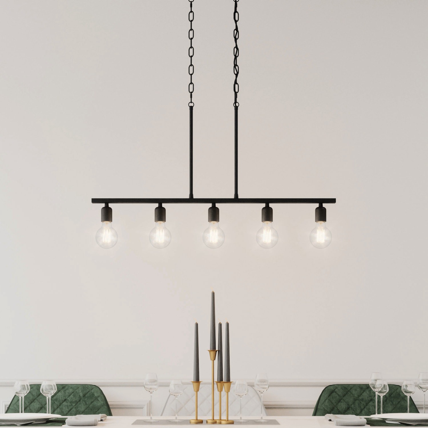 slide 1 of 6, Quoizel Pendle Brooke 5 -Light Matte Black Modern/contemporary Bare bulb For Use in Bathrooms, Bedrooms, Dining Rooms, Foyers, Kitchens, Living Rooms Chandelier, 1 ct