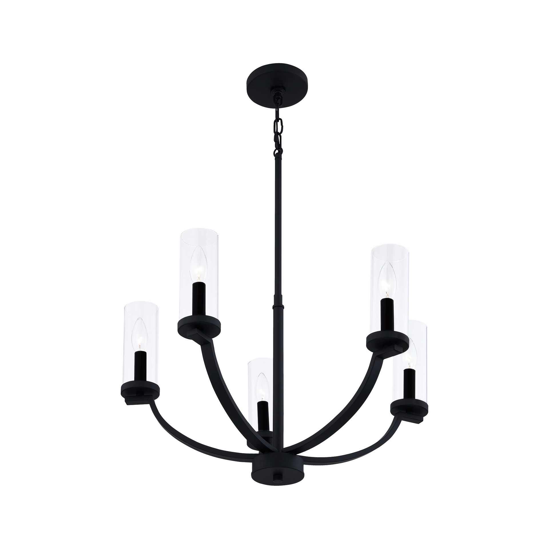 slide 3 of 6, Quoizel Baylor 5 -Light Matte Black Transitional For Use in Bathrooms, Bedrooms, Dining Rooms, Foyers, Kitchens, Living Rooms Chandelier, 1 ct