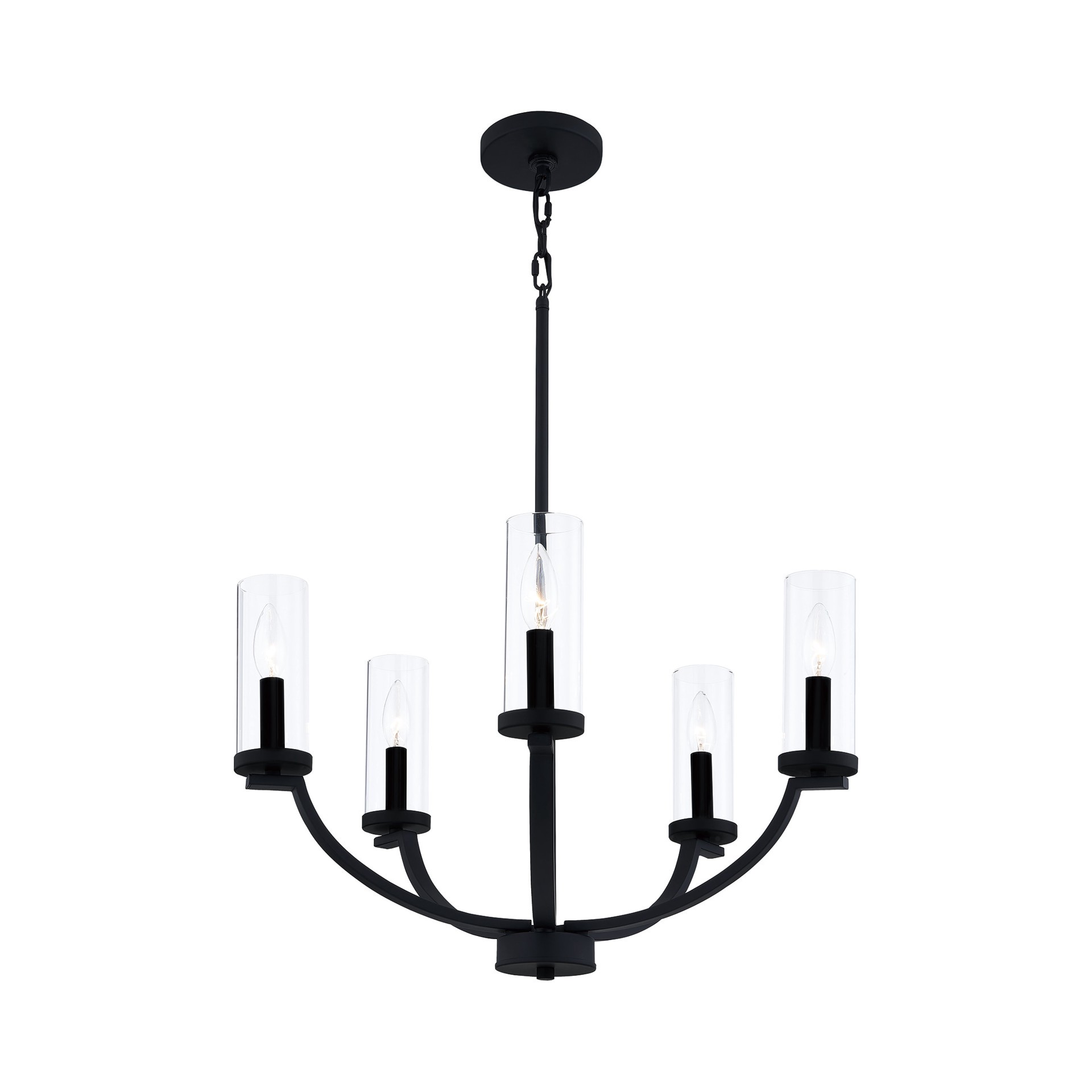slide 6 of 6, Quoizel Baylor 5 -Light Matte Black Transitional For Use in Bathrooms, Bedrooms, Dining Rooms, Foyers, Kitchens, Living Rooms Chandelier, 1 ct