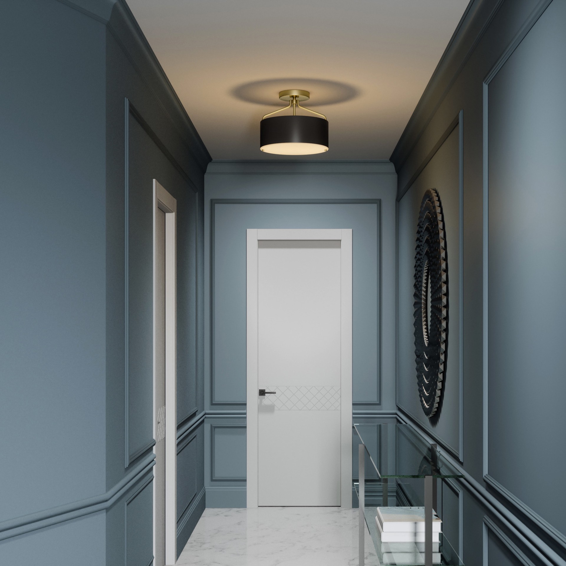 slide 4 of 6, Quoizel Covington 2 -Light 13-in Matte Black Semi Flush Mount Light, 1 ct