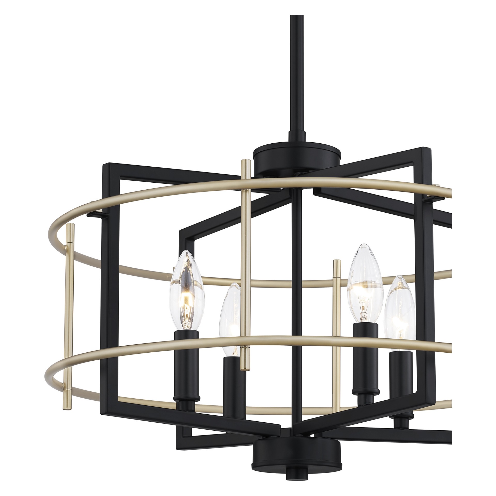 slide 5 of 6, Quoizel Adler 4 -Light Matte Black and Nouveau Gold Modern/contemporary Geometric Medium Hanging Pendant light, 1 ct