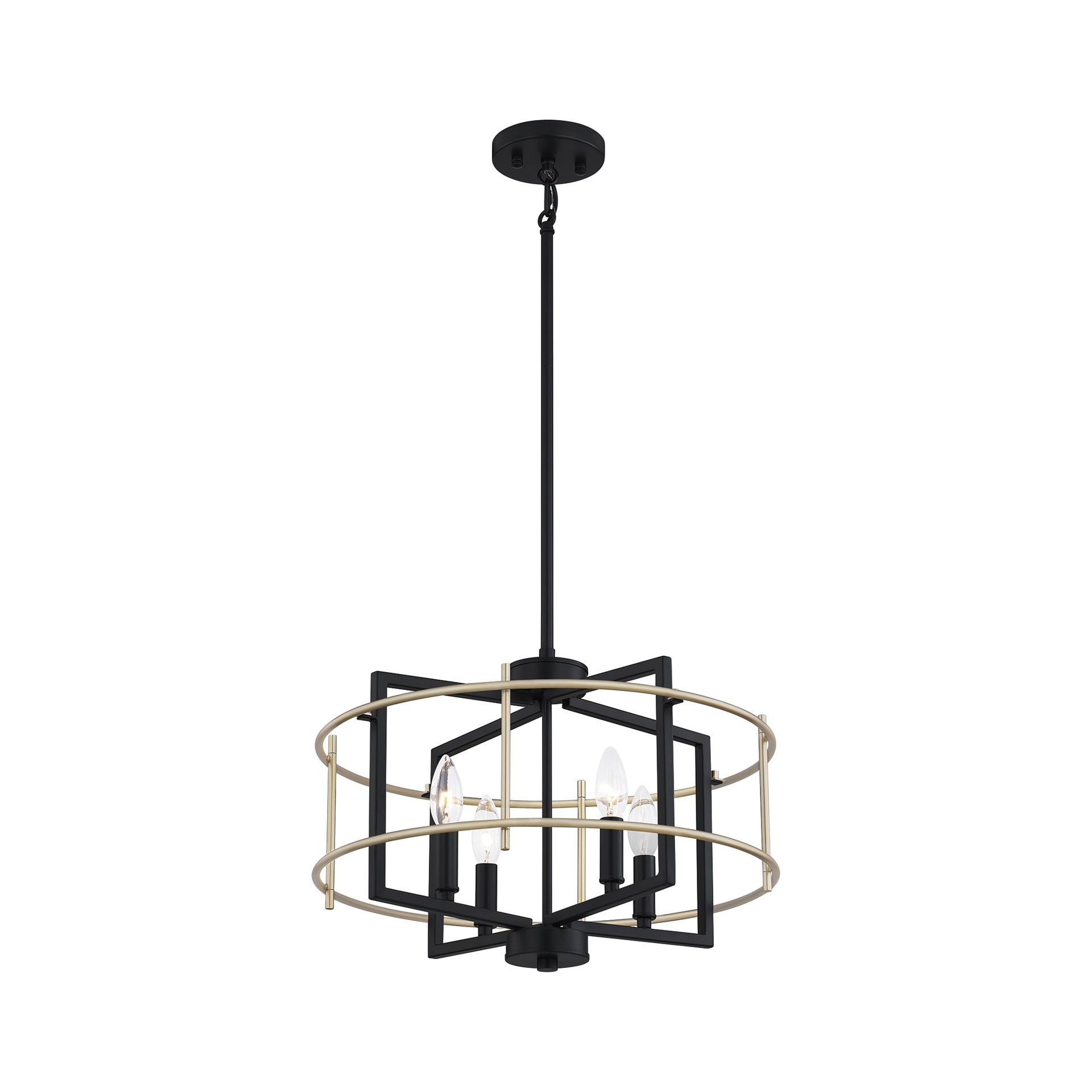 slide 6 of 6, Quoizel Adler 4 -Light Matte Black and Nouveau Gold Modern/contemporary Geometric Medium Hanging Pendant light, 1 ct