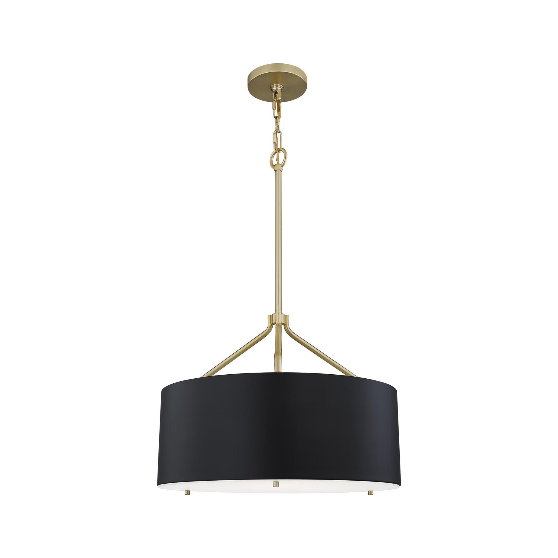 slide 2 of 6, Quoizel Covington 3 -Light Matte Black and Nouveau Gold Modern/contemporary Drum Medium Hanging Pendant light, 1 ct