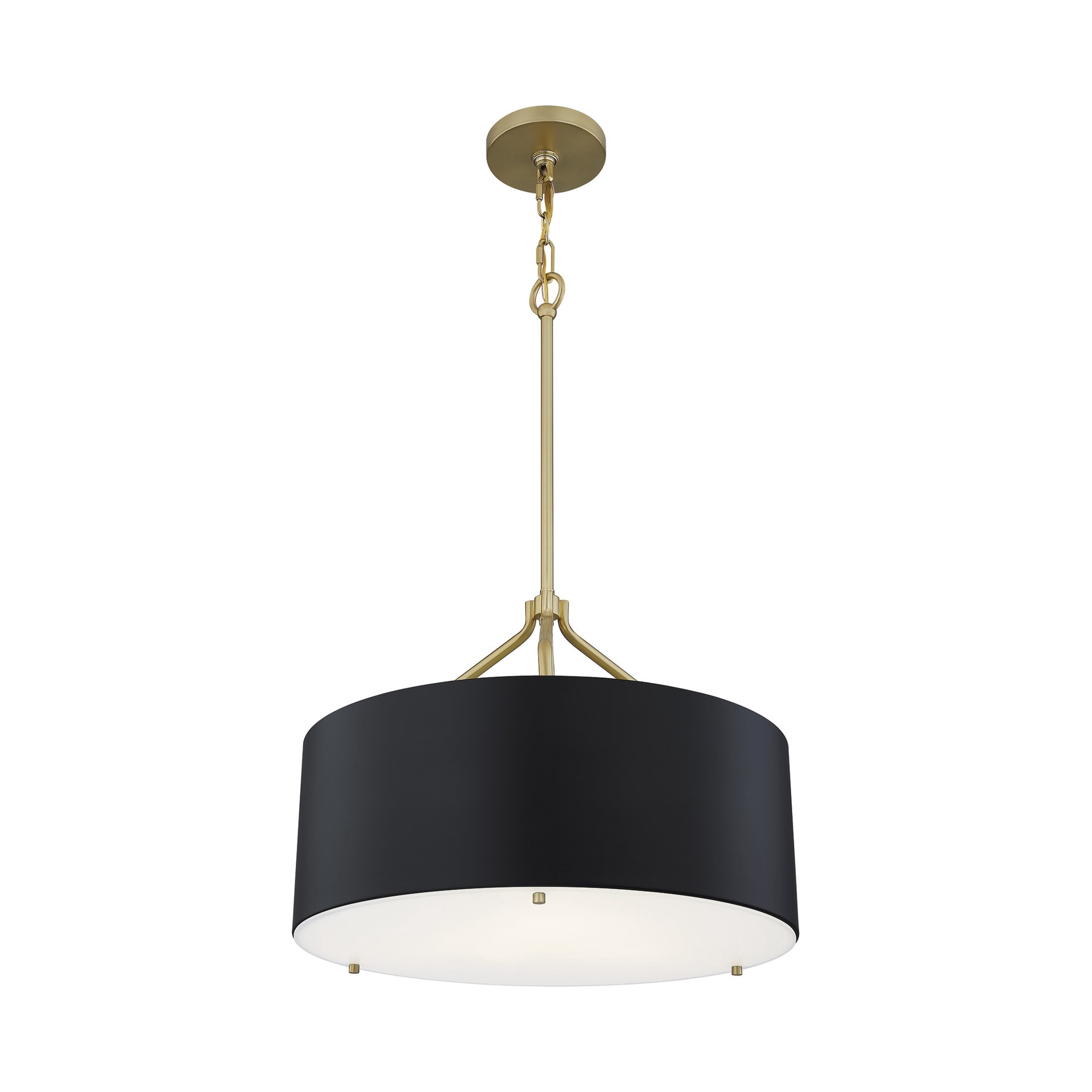 slide 6 of 6, Quoizel Covington 3 -Light Matte Black and Nouveau Gold Modern/contemporary Drum Medium Hanging Pendant light, 1 ct