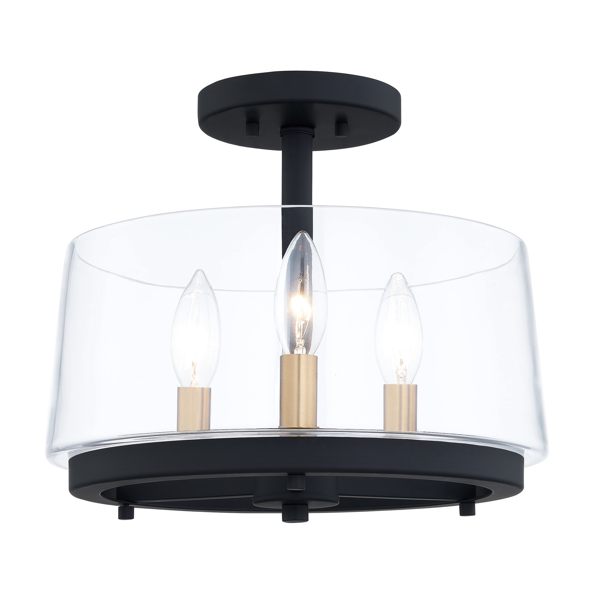 slide 2 of 6, Quoizel Whitlock 3 -Light 12-in Matte Black Semi Flush Mount Light, 1 ct