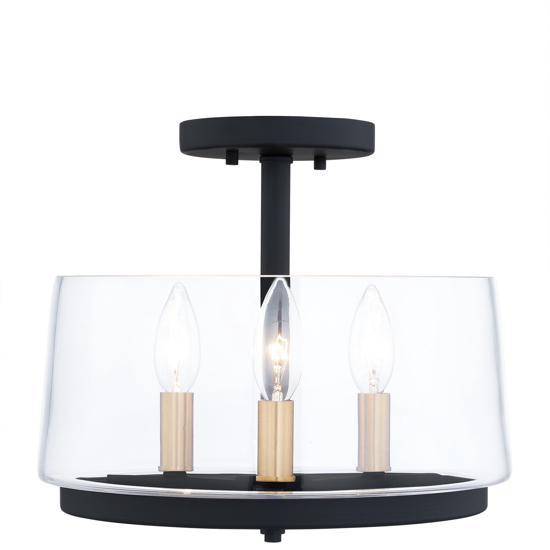 slide 3 of 6, Quoizel Whitlock 3 -Light 12-in Matte Black Semi Flush Mount Light, 1 ct