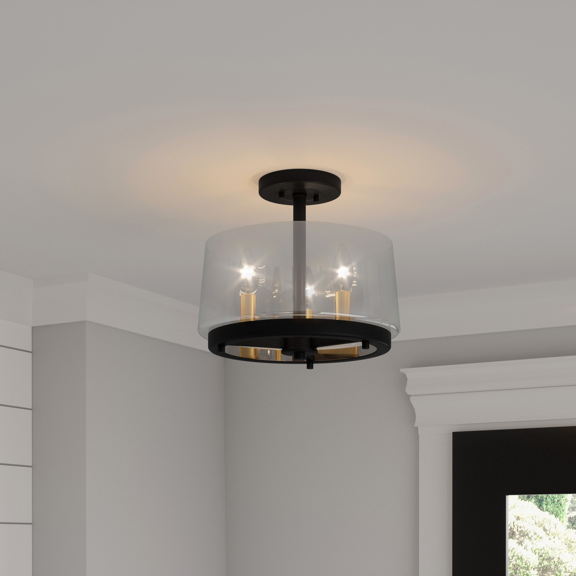 slide 1 of 6, Quoizel Whitlock 3 -Light 12-in Matte Black Semi Flush Mount Light, 1 ct