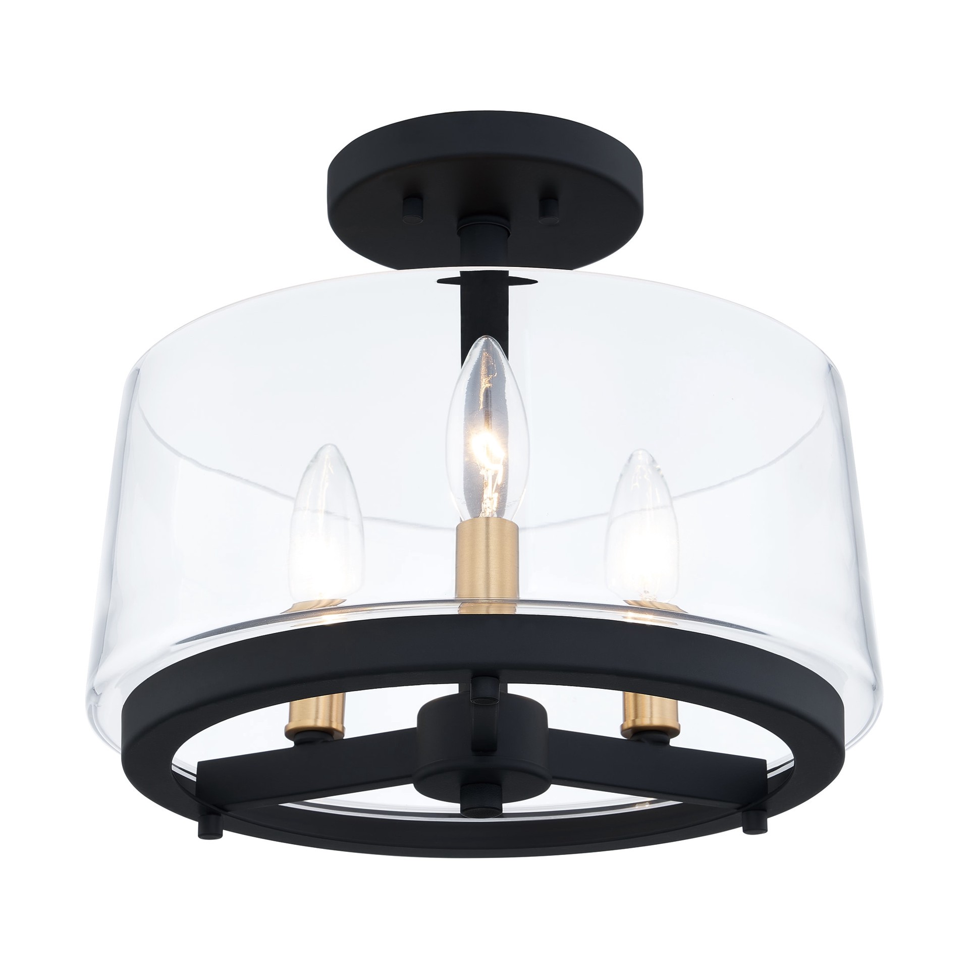 slide 6 of 6, Quoizel Whitlock 3 -Light 12-in Matte Black Semi Flush Mount Light, 1 ct