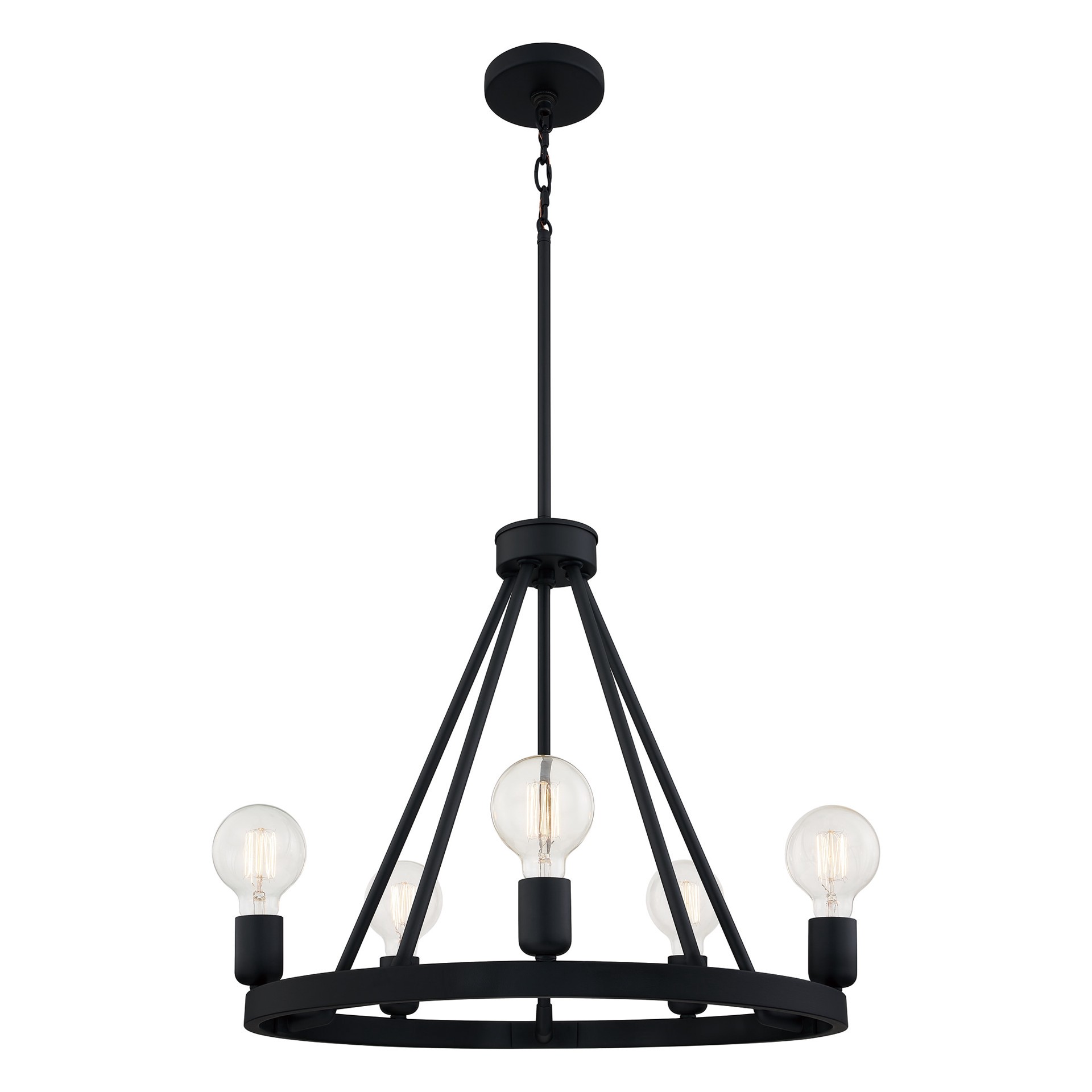 slide 2 of 6, Quoizel Pendle Brooke 5 -Light Matte Black Modern/contemporary Bare bulb For Use in Bathrooms, Bedrooms, Dining Rooms, Foyers, Kitchens, Living Rooms Chandelier, 1 ct