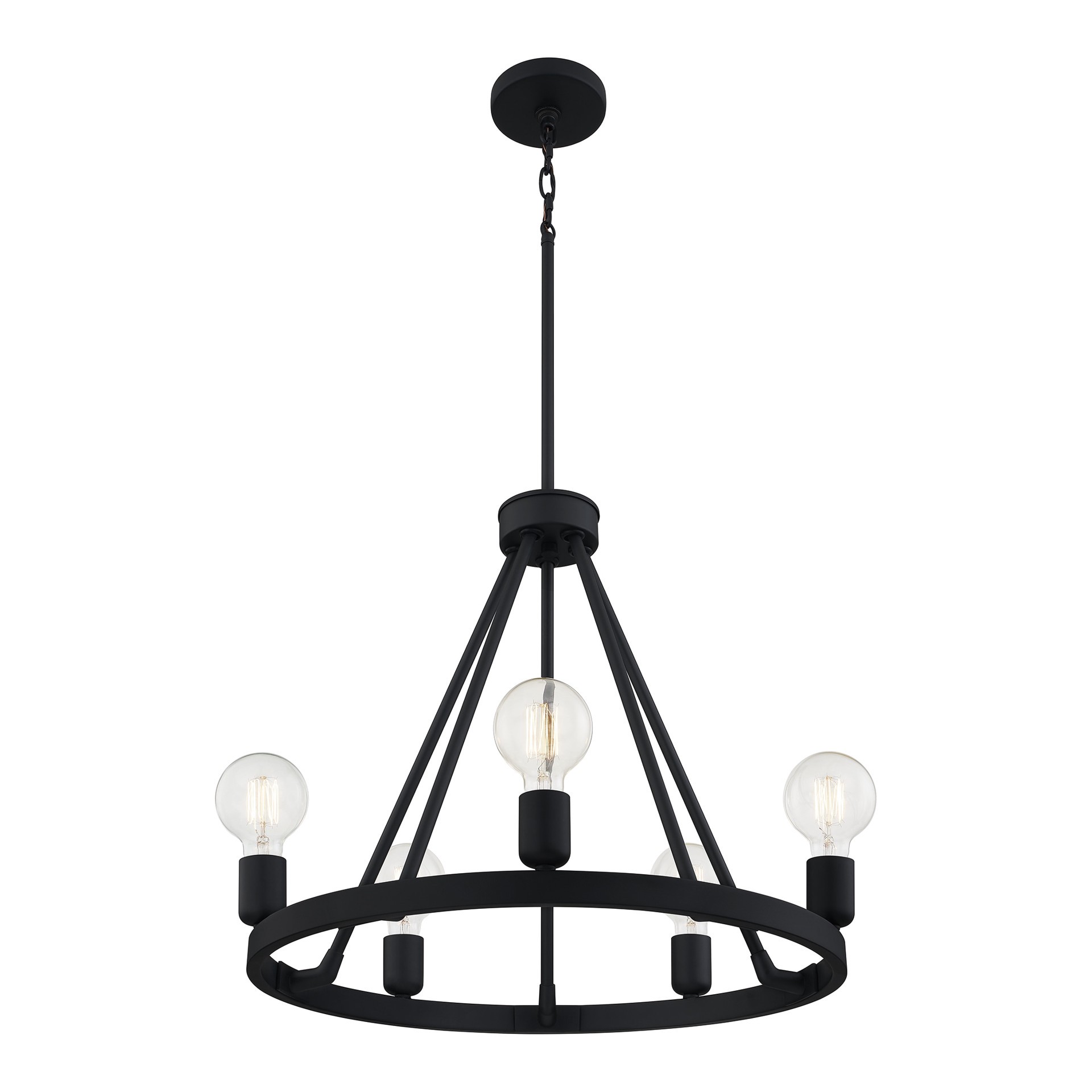 slide 3 of 6, Quoizel Pendle Brooke 5 -Light Matte Black Modern/contemporary Bare bulb For Use in Bathrooms, Bedrooms, Dining Rooms, Foyers, Kitchens, Living Rooms Chandelier, 1 ct