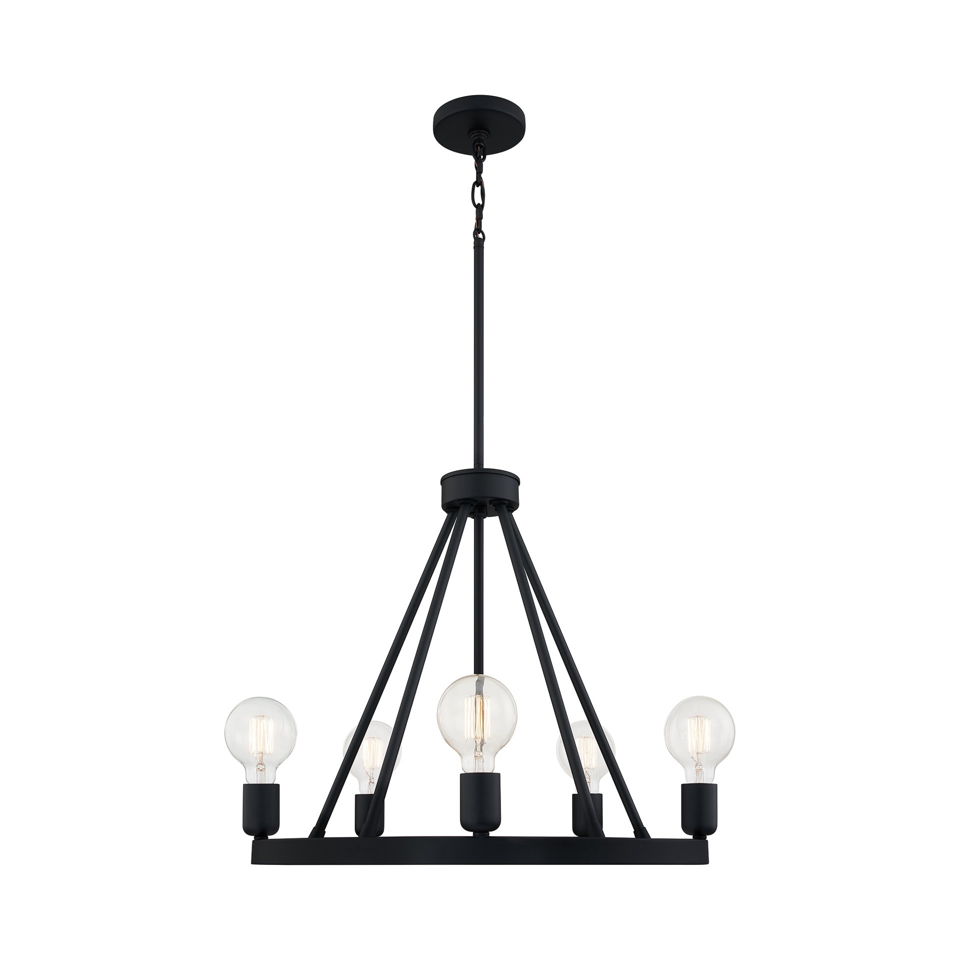 slide 6 of 6, Quoizel Pendle Brooke 5 -Light Matte Black Modern/contemporary Bare bulb For Use in Bathrooms, Bedrooms, Dining Rooms, Foyers, Kitchens, Living Rooms Chandelier, 1 ct