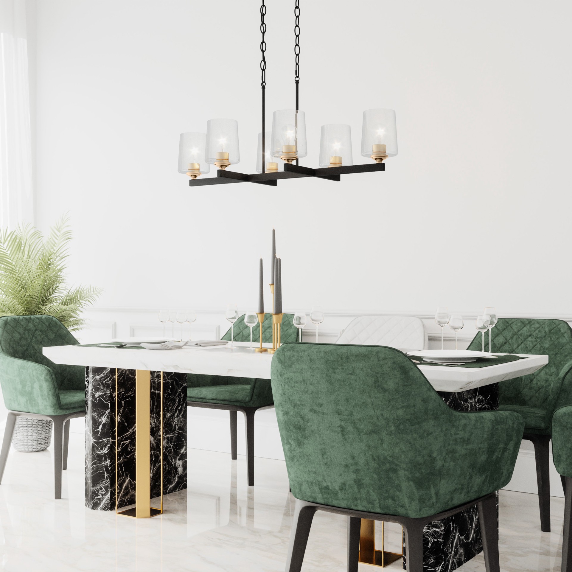 slide 4 of 6, Quoizel Whitlock 6 -Light Matte Black Modern/contemporary For Use in Bathrooms, Bedrooms, Dining Rooms, Foyers, Kitchens, Living Rooms Chandelier, 1 ct