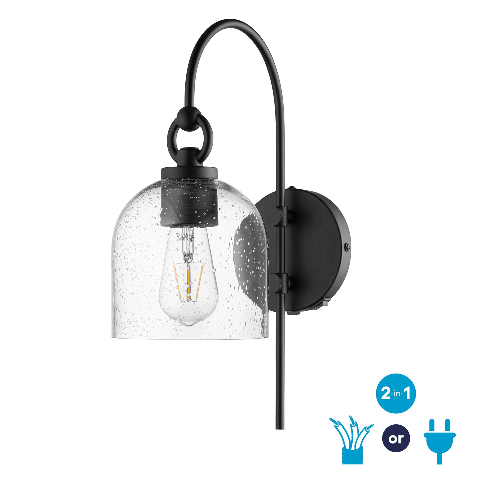 slide 1 of 6, allen + roth Berlant 5-in W 1 -Light Matte Black Vintage Wall Sconce, 1 ct