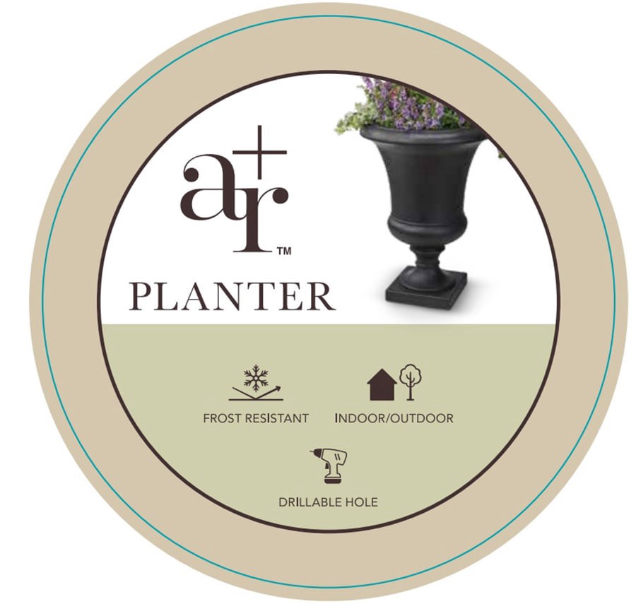 slide 4 of 6, allen + roth Urn 10.75-in W x 10.75-in L Black Mixed/Composite Indoor/Outdoor Planter, 1 ct