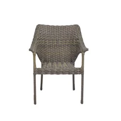 Style Selections Lola Wicker Stackable Black Steel Frame Stationary Conversation Chair with (No fabric) Woven Seat