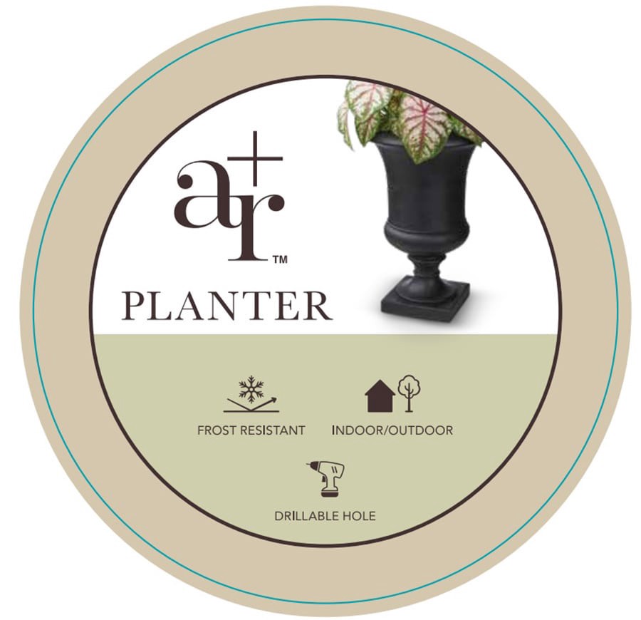 slide 4 of 6, allen + roth Urn 12.5-in W x 12.5-in L Black Mixed/Composite Indoor/Outdoor Planter, 1 ct