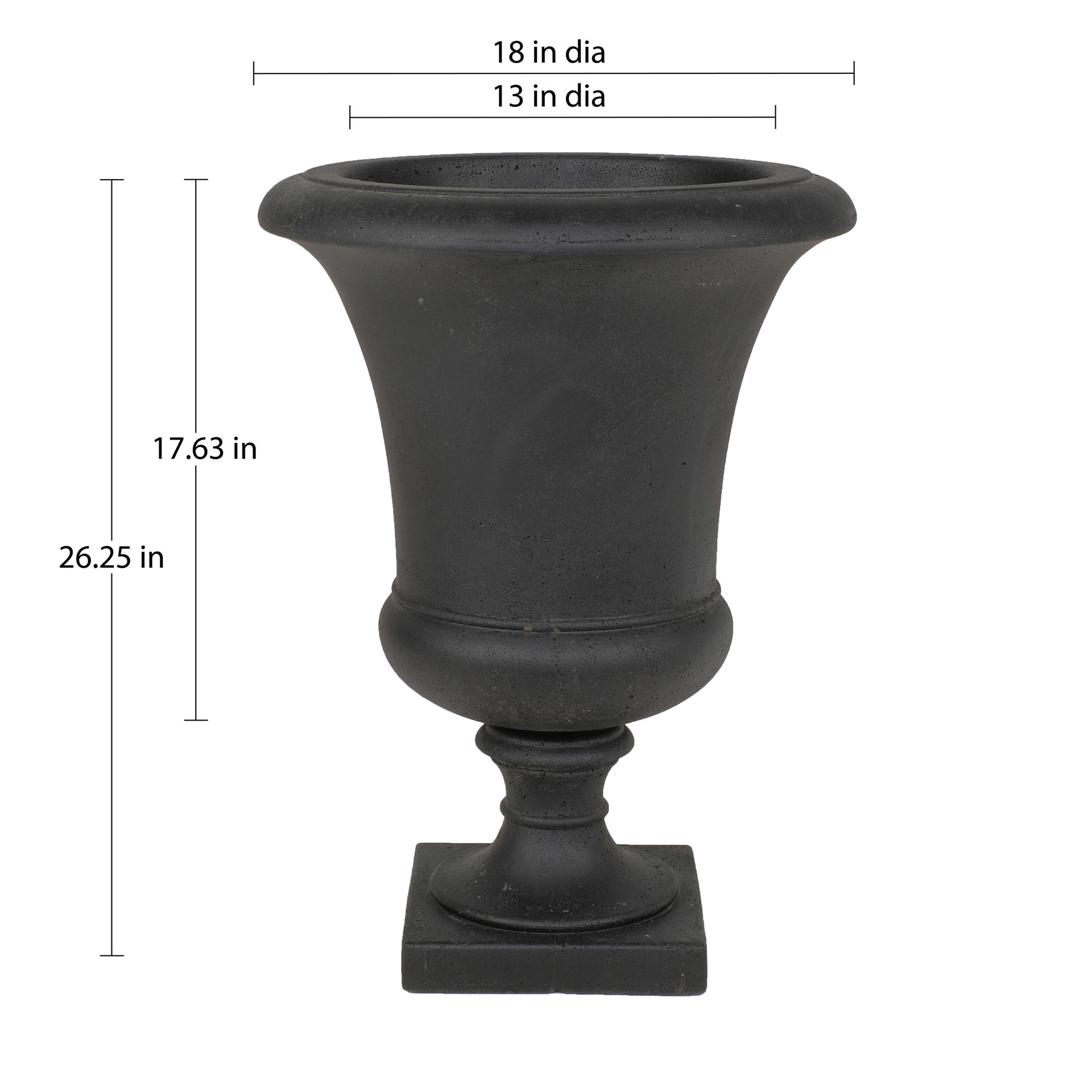 slide 6 of 6, allen + roth Urn 12.5-in W x 12.5-in L Black Mixed/Composite Indoor/Outdoor Planter, 1 ct