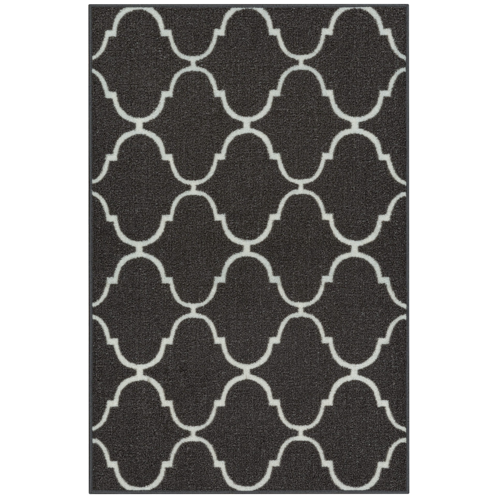 slide 6 of 6, Style Selections 2 x 4 (ft) Tufted Polyester Gray Rectangular Indoor Trellis Global Machine washable Throw rug, 1 ct