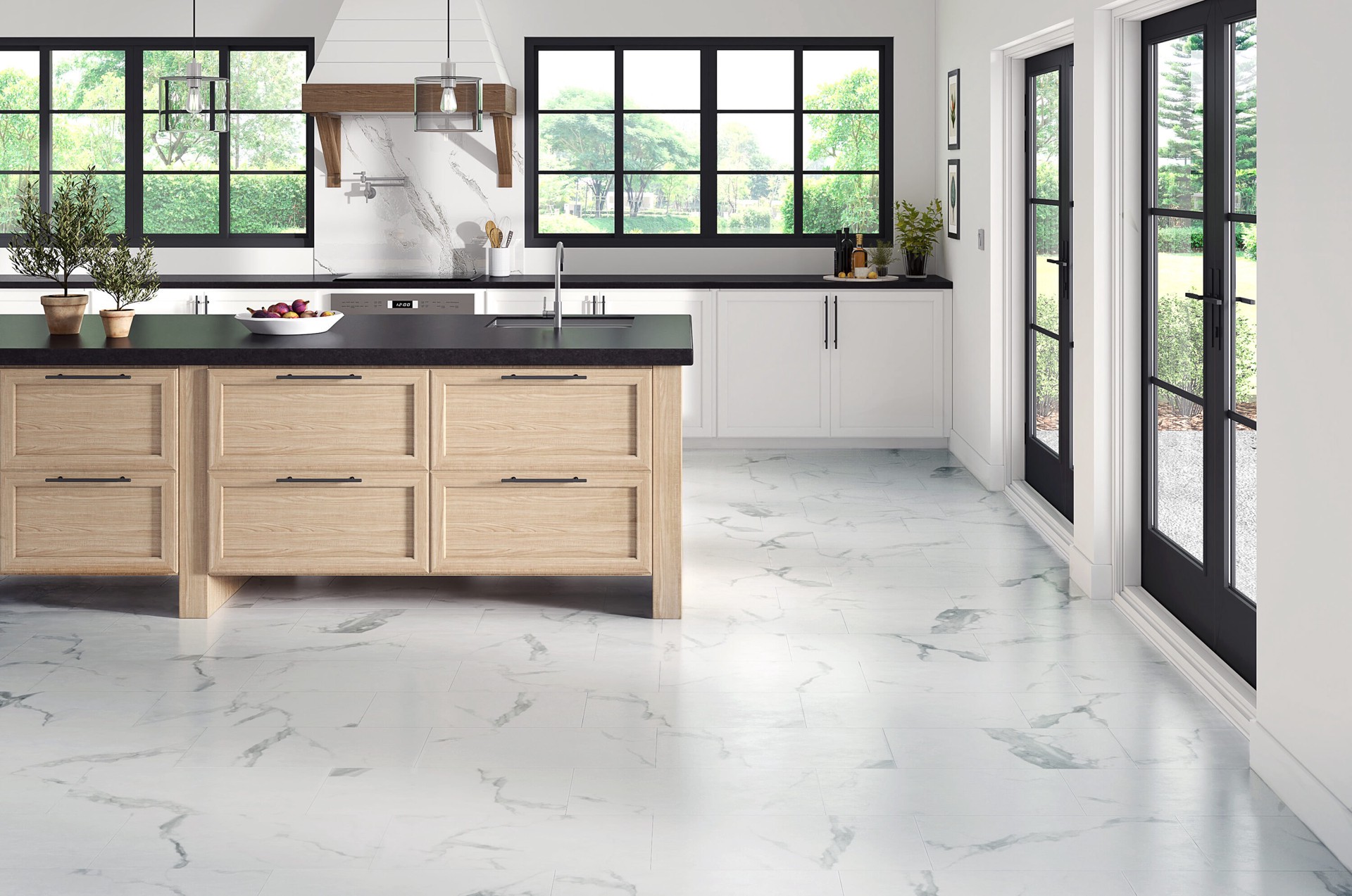 slide 2 of 6, STAINMASTER Glacier Calacatta 24-in L x 12-mil x 12-in W x Waterproof Marble look Luxury Vinyl Tile Flooring ( 19.79-sq ft Carton ), 1 ct