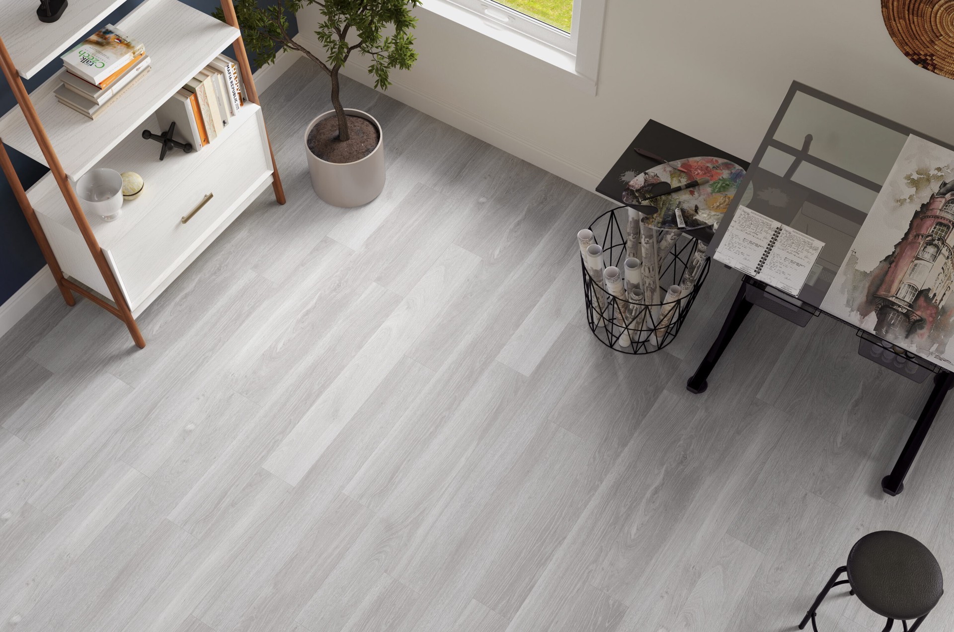 slide 5 of 6, Style Selections Sterling Oak 6-mil x 6-in W x 48-in L Waterproof Luxury Vinyl Plank Flooring ( 23.278-sq ft Carton ), 1 ct