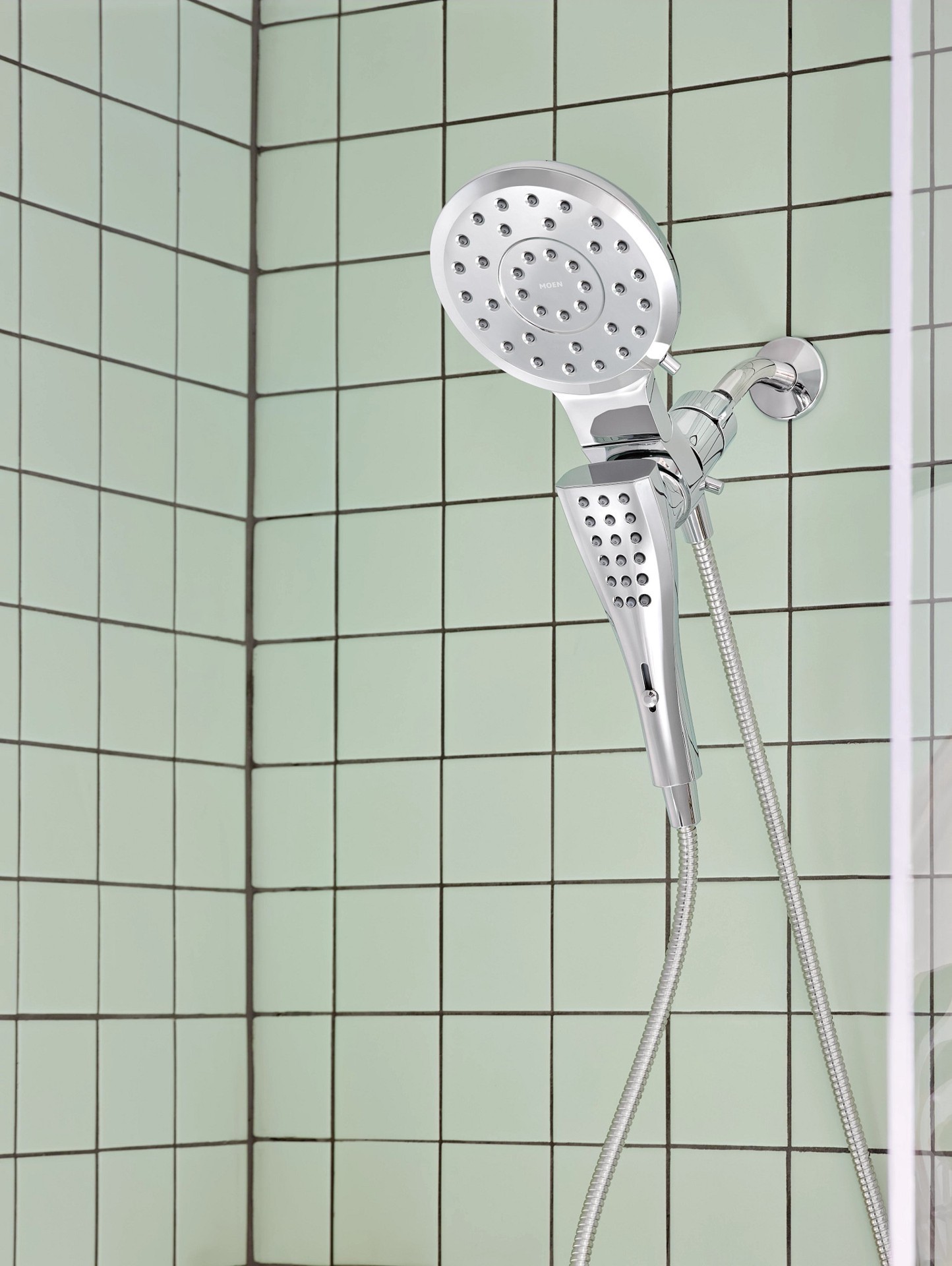 slide 2 of 6, Moen Verso 8.0 -Spray Chrome 7-in Round Rain Shower Head with Handheld Combo 1.75 GPM, 1 ct