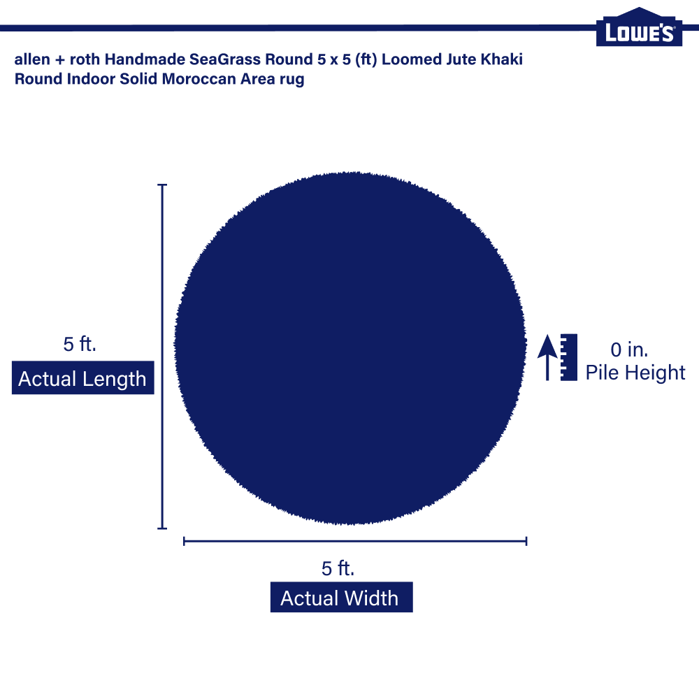 slide 4 of 6, allen + roth Handmade SeaGrass Round 5 x 5 (ft) Loomed Jute Khaki Round Indoor Solid Moroccan Pet Friendly Area rug, 1 ct