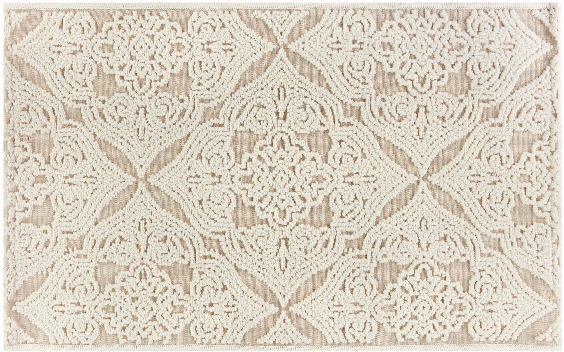 slide 1 of 6, allen + roth 2 x 4 (ft) Loomed Natural Ivory Rectangular Indoor Medallion Machine washable Throw rug, 1 ct