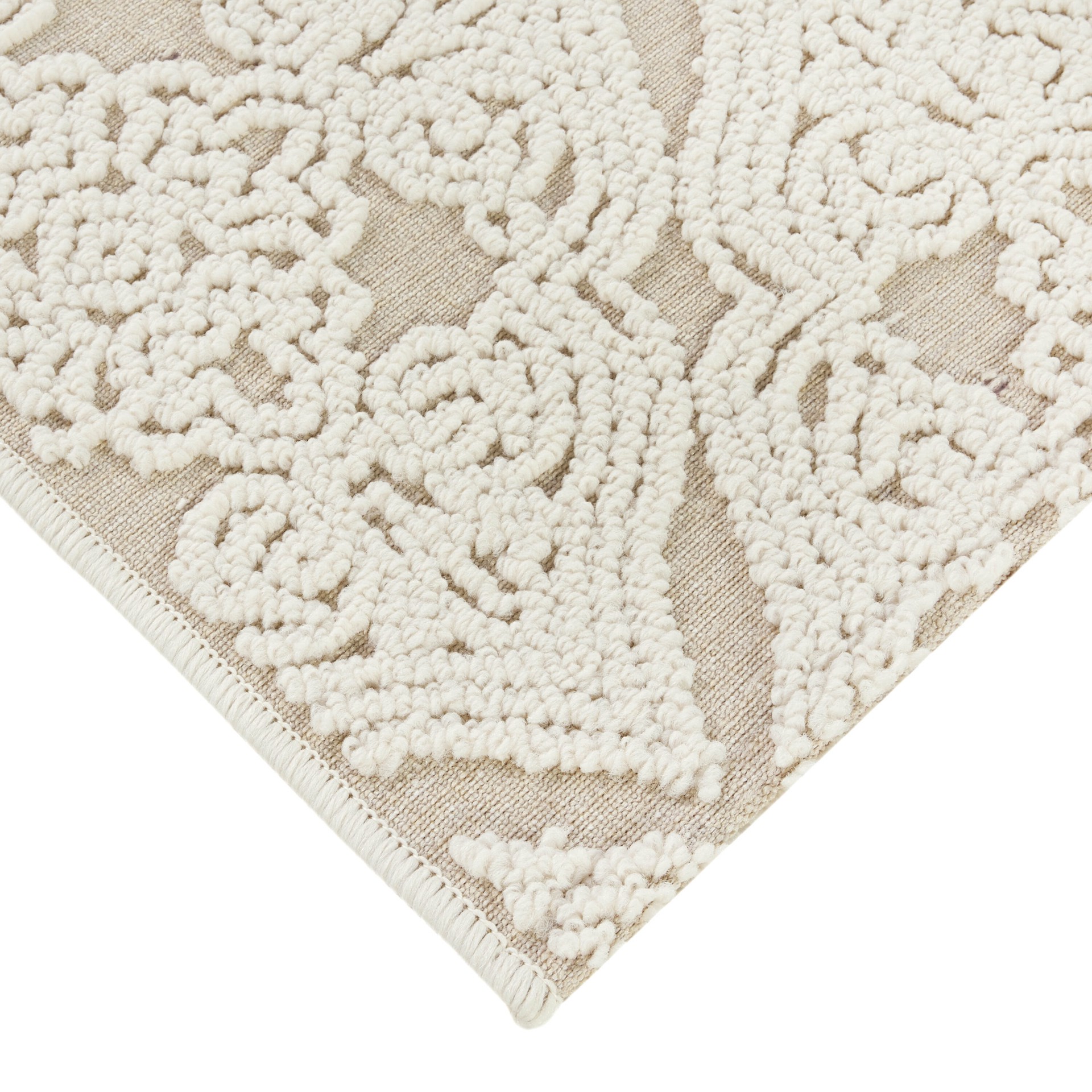 slide 6 of 6, allen + roth 2 x 4 (ft) Loomed Natural Ivory Rectangular Indoor Medallion Machine washable Throw rug, 1 ct