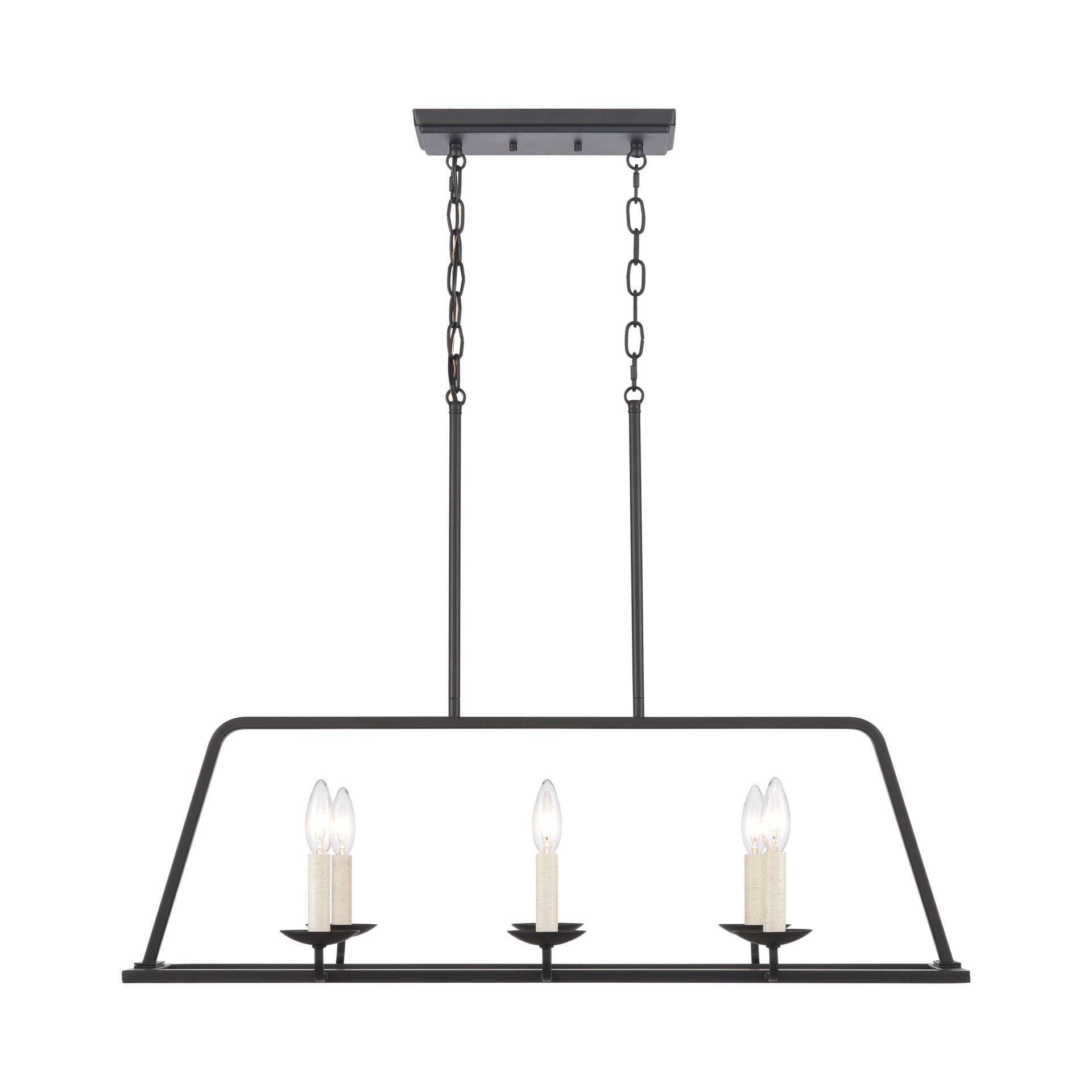 slide 2 of 6, allen + roth Ullie 6 -Light Matte Off-white Farmhouse For Use in Bedrooms, Dining Rooms, Foyers, Kitchens, Living Rooms Chandelier, 1 ct