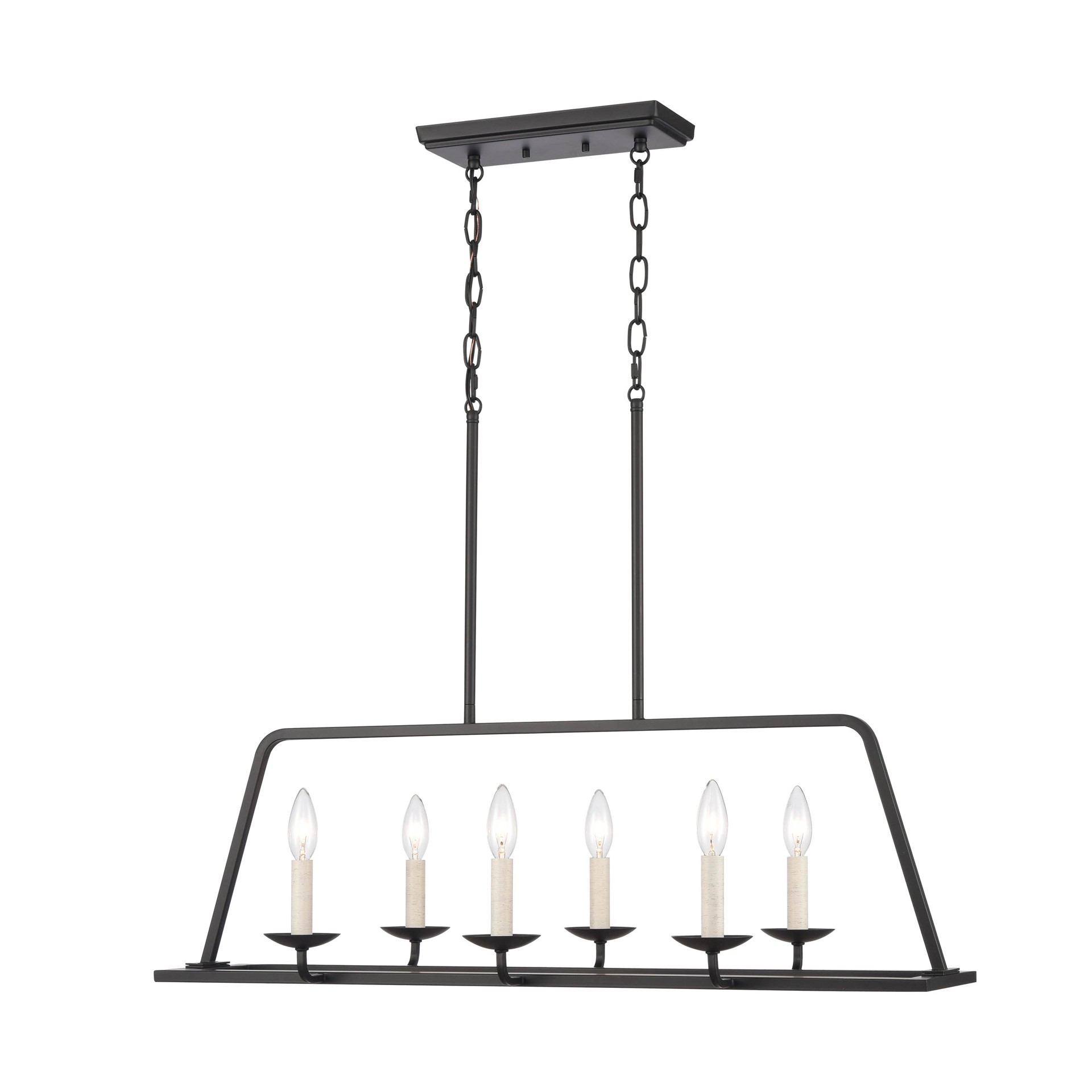 slide 3 of 6, allen + roth Ullie 6 -Light Matte Off-white Farmhouse For Use in Bedrooms, Dining Rooms, Foyers, Kitchens, Living Rooms Chandelier, 1 ct