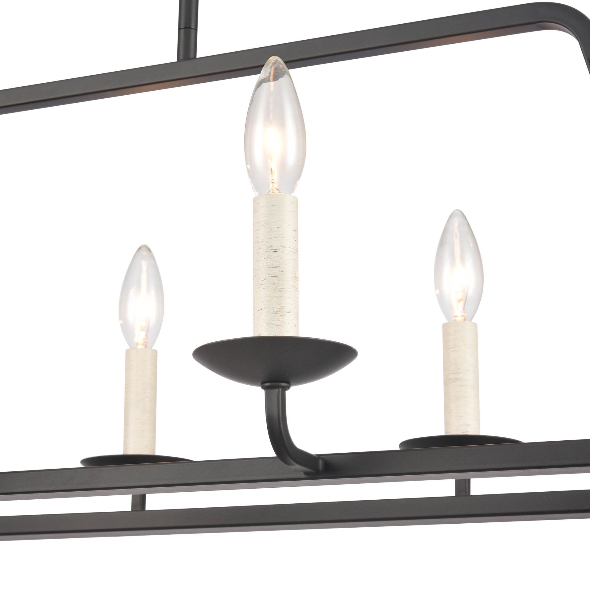 slide 4 of 6, allen + roth Ullie 6 -Light Matte Off-white Farmhouse For Use in Bedrooms, Dining Rooms, Foyers, Kitchens, Living Rooms Chandelier, 1 ct