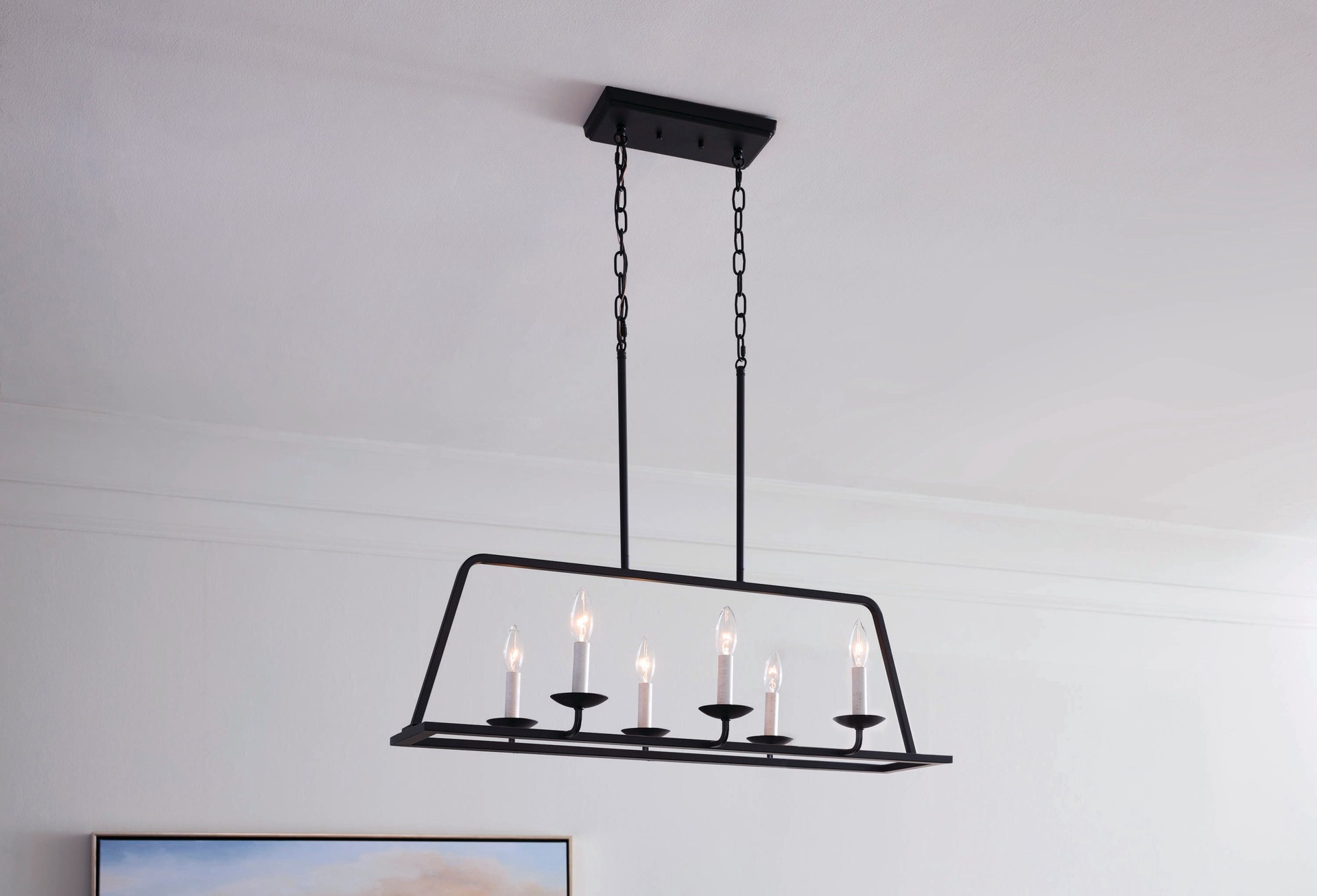 slide 6 of 6, allen + roth Ullie 6 -Light Matte Off-white Farmhouse For Use in Bedrooms, Dining Rooms, Foyers, Kitchens, Living Rooms Chandelier, 1 ct