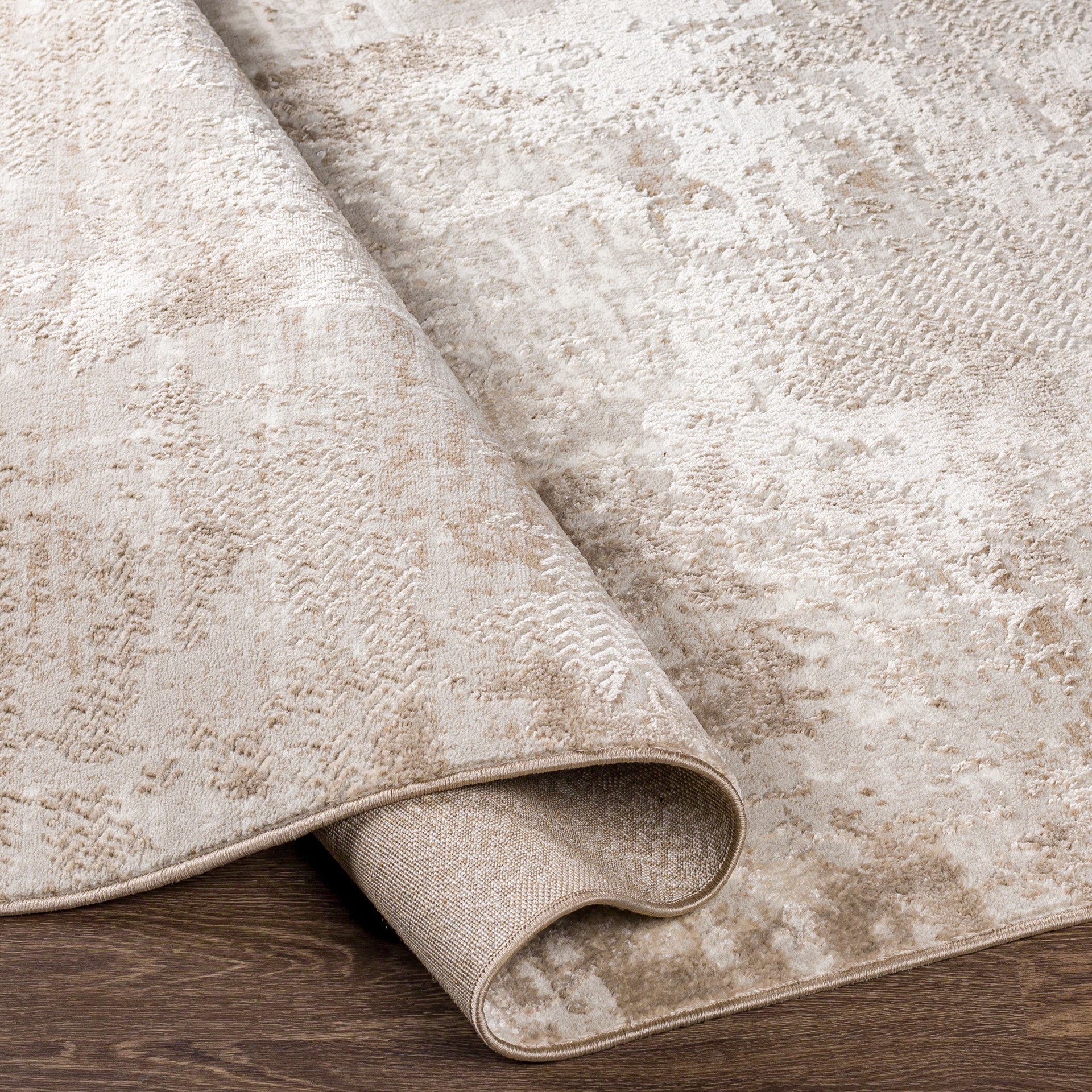 slide 3 of 6, Style Selections Glacial Ice 2 x 3 (ft) Loomed Polypropylene Beige Rectangular Indoor Abstract Area rug, 1 ct