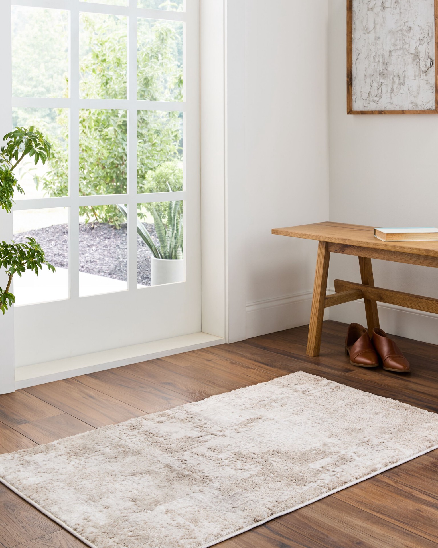 slide 1 of 6, Style Selections Glacial Ice 2 x 3 (ft) Loomed Polypropylene Beige Rectangular Indoor Abstract Area rug, 1 ct