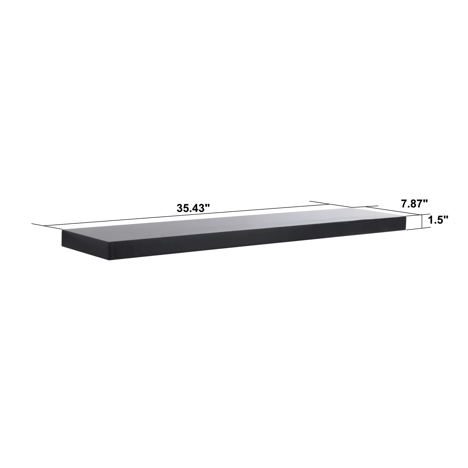 slide 6 of 6, Origin 21 35.43-in L x 7.87-in D x 1.5-in H Black Rectangular Floating Shelf, 1 ct
