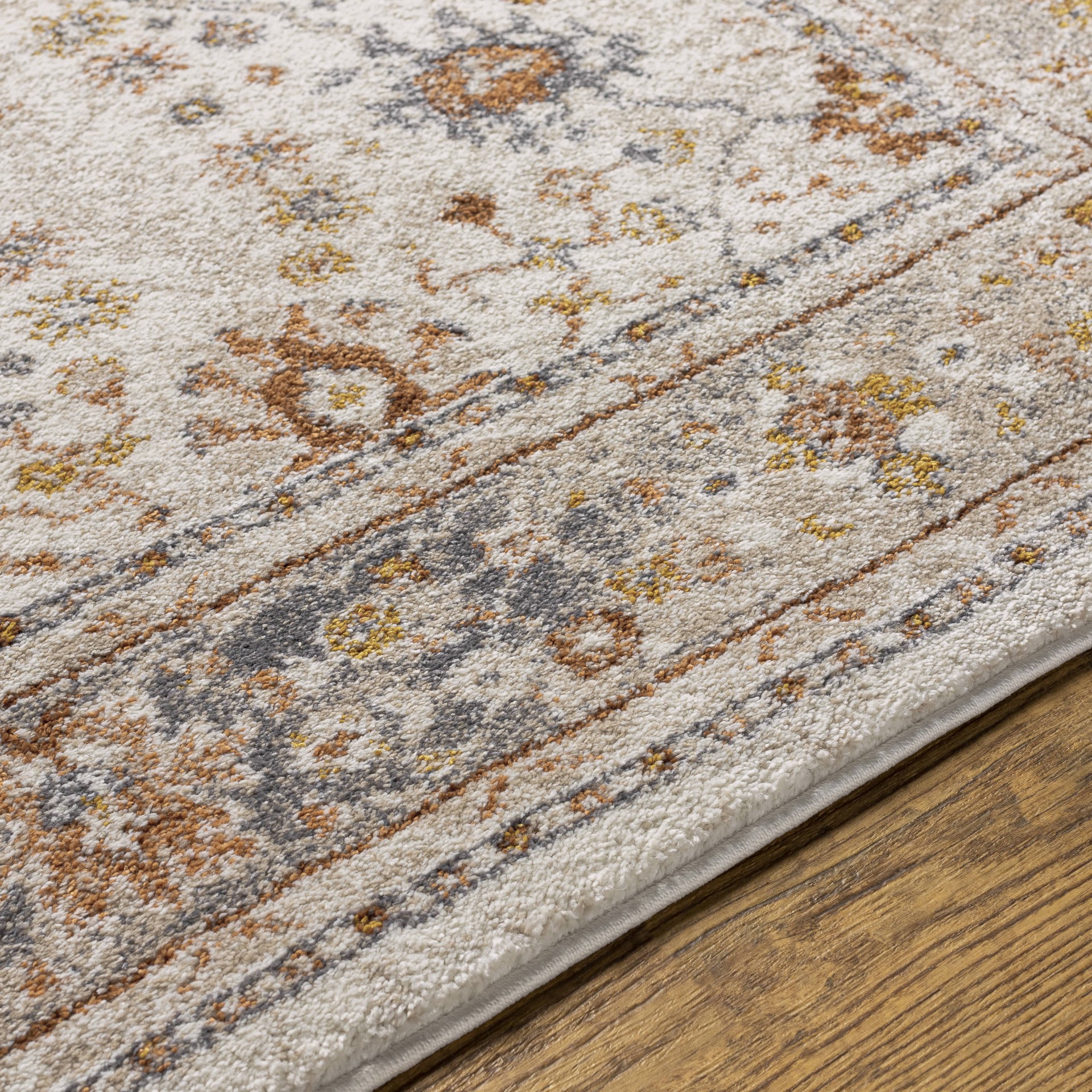 slide 5 of 6, allen + roth with STAINMASTER Camille Border 5 x 8 (ft) Loomed Beige Rectangular Indoor Floral/Botanical French Country Pet Friendly Area rug, 1 ct