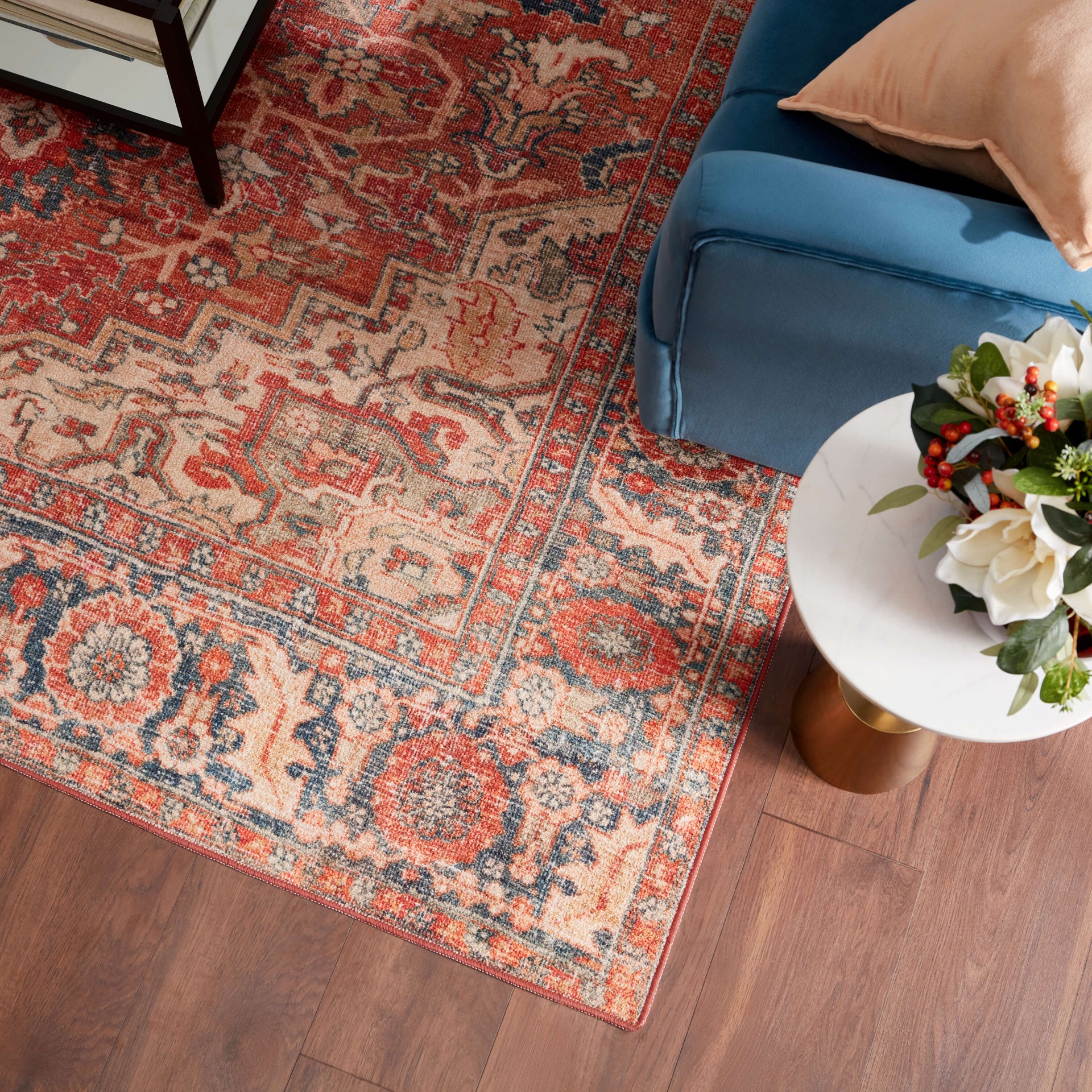 slide 4 of 6, allen + roth Terra Medallion 2 x 8 (ft) Loomed Rust Rectangular Indoor Medallion Persian Machine washable Pet Friendly Runner rug, 1 ct